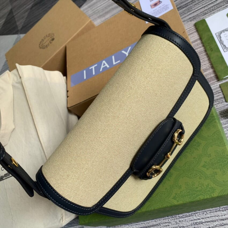 Replica Gucci Horsebit 1955 Small Bag 602204 In Beige Canvas1:1High-quality replica