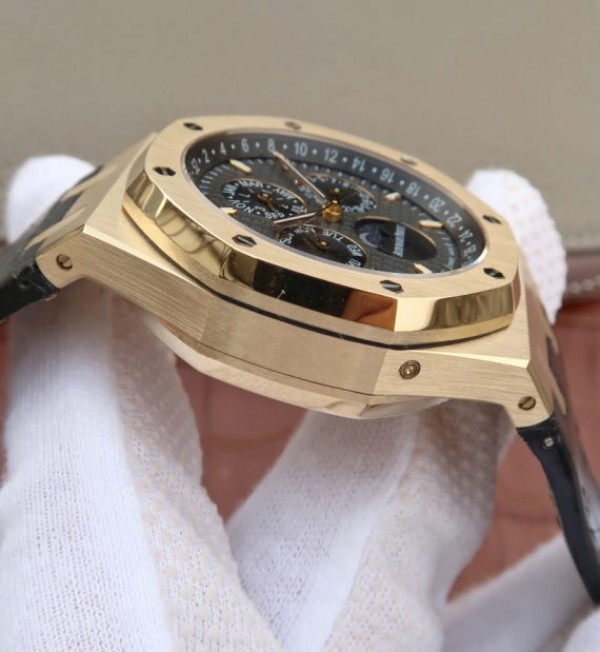 Replica Audemars Piguet JF Royal Oak 41mm 26574 YG Black Dial Leather Strap A5134 - Top club