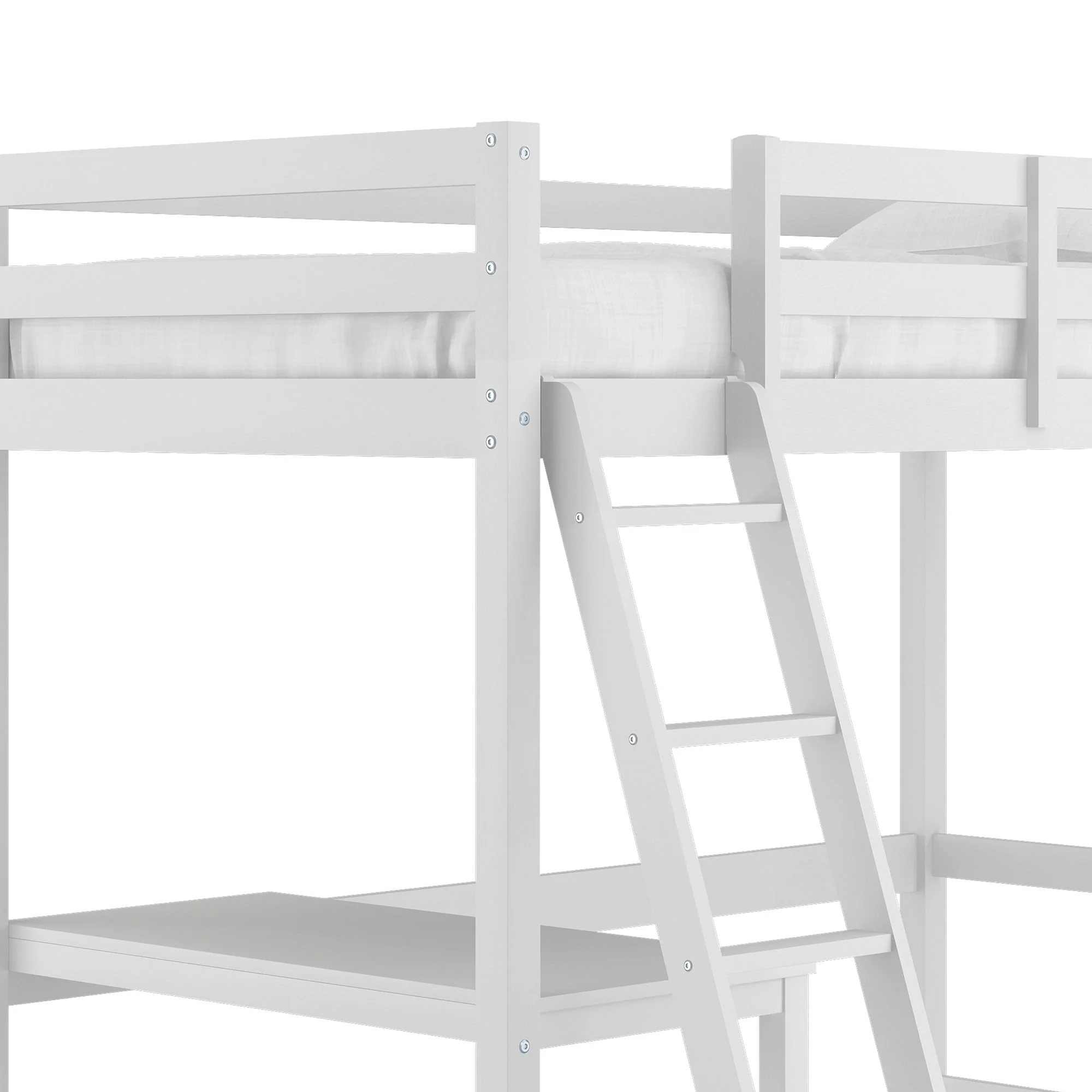 Hillsdale Campbell Wood Twin Loft Bunk Bed with Desk, White - Image 13