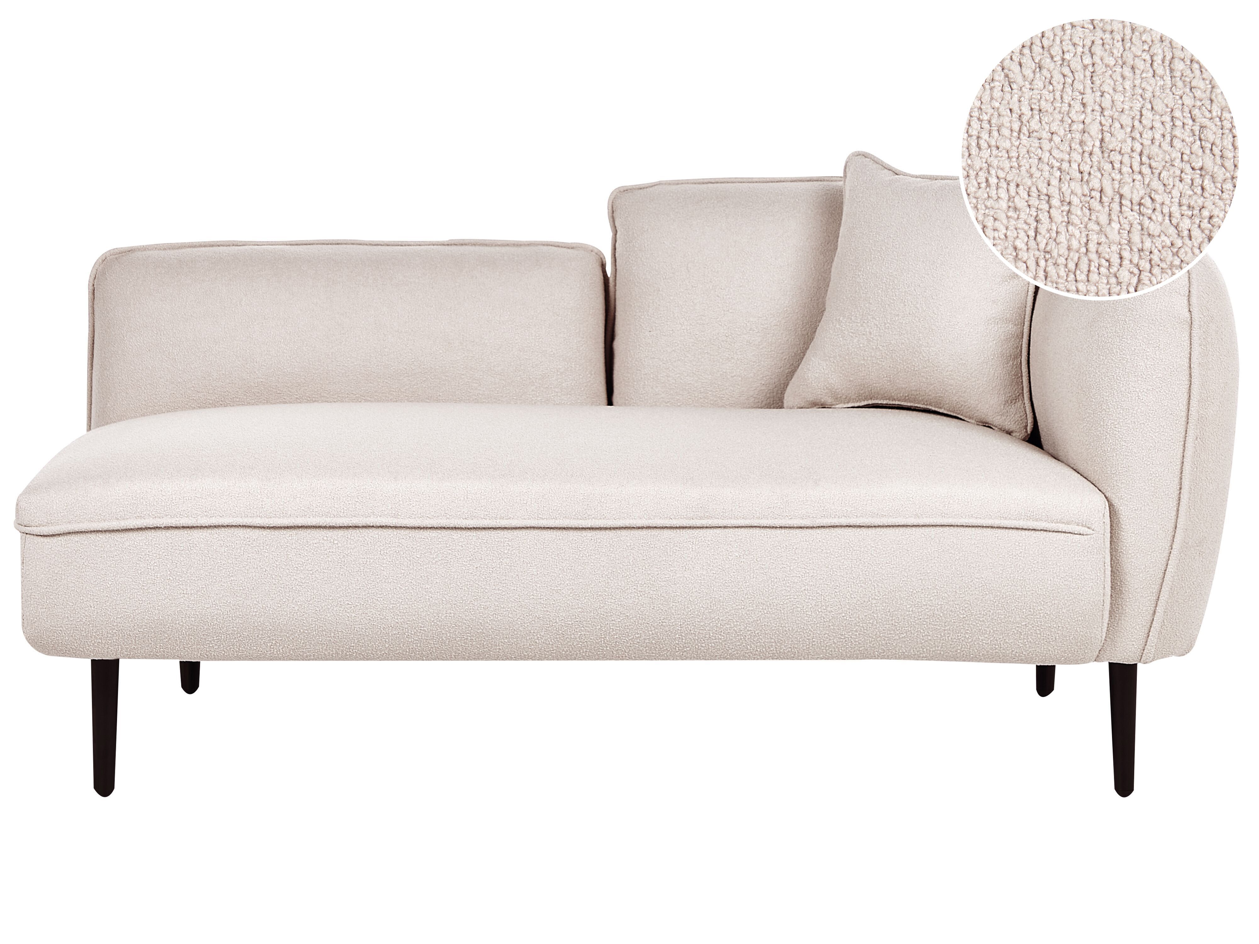 Right-Hand Chaise Lounge CHEVANNES Boucle Light Beige