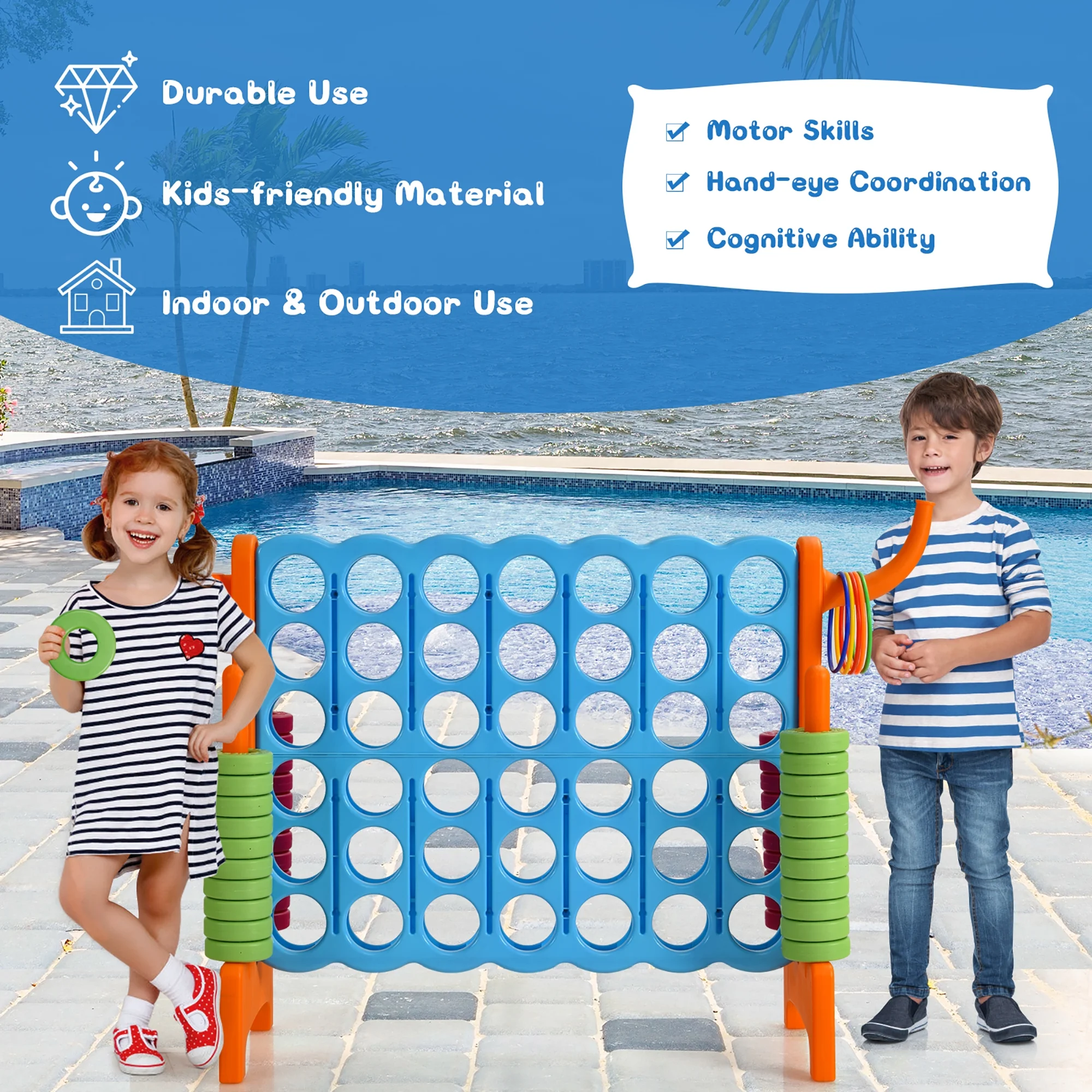 Costway Giant 4 in A Row Jumbo 4-to-Score Game Set W/Storage Carrying Bag for Kids Adult - Image 29