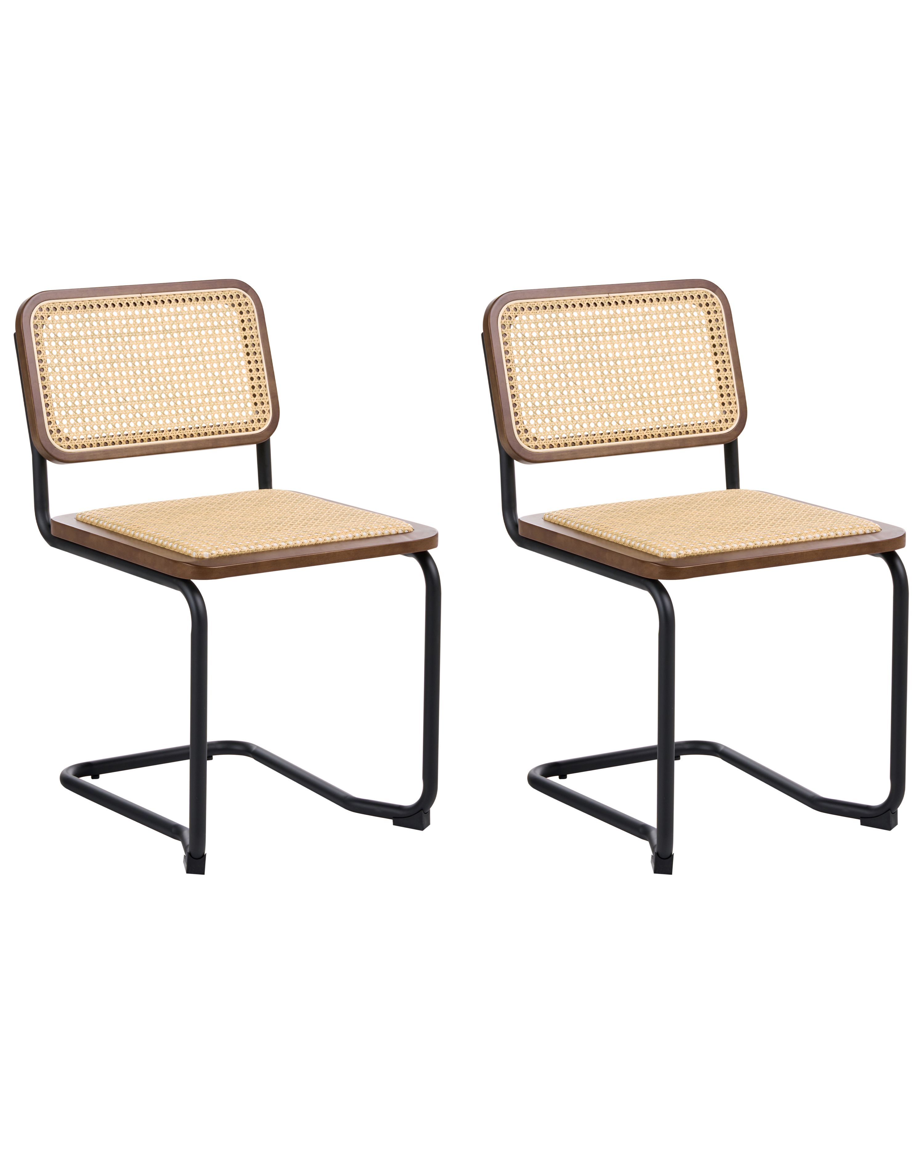 Set of 2 Dining Chairs CORDOVA Rattan Brown