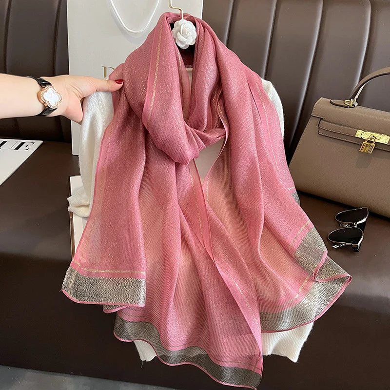 Luxe Zijde-Wollen Sjaal Dames - Warme Winter Wrap Met Bloemenprint
