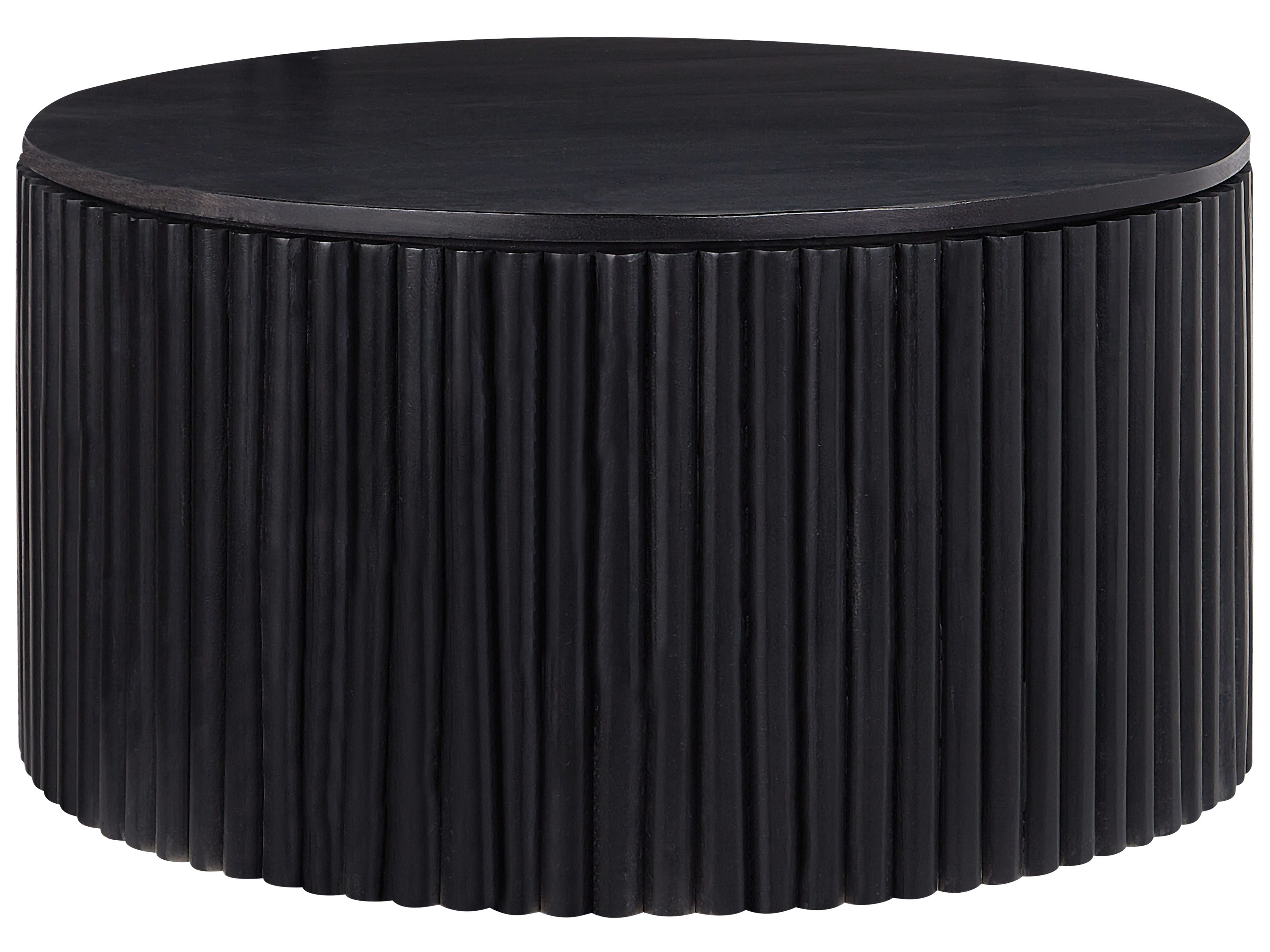 Coffee Table KIRKWOOD Mango Wood Black with Storage