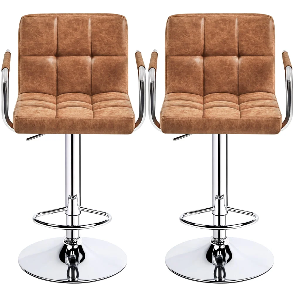 Yaheetech 2pcs PU Leather Adjustable Bar Stools for Dining Room, Black - Image 15