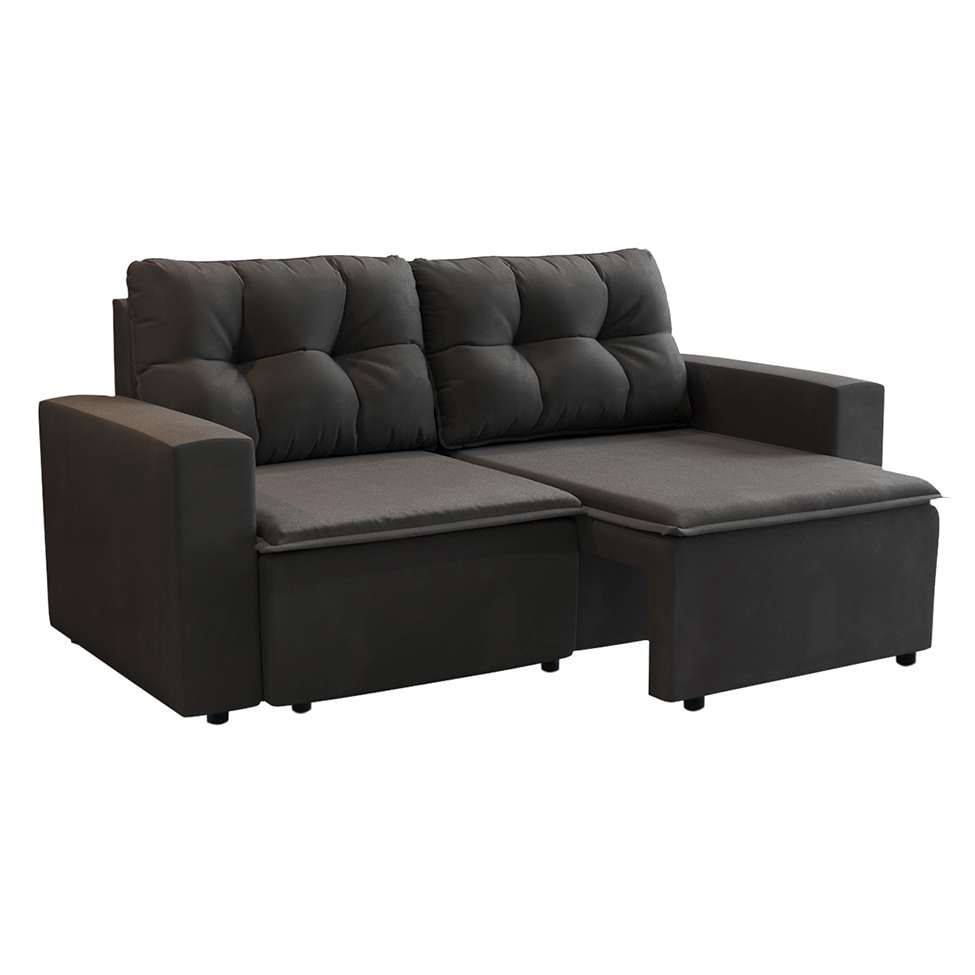 Sofá 3 Lugares Retrátil Amsterdã ii Suede Preto 210 cm em Promoção | Ofertas na Americanas