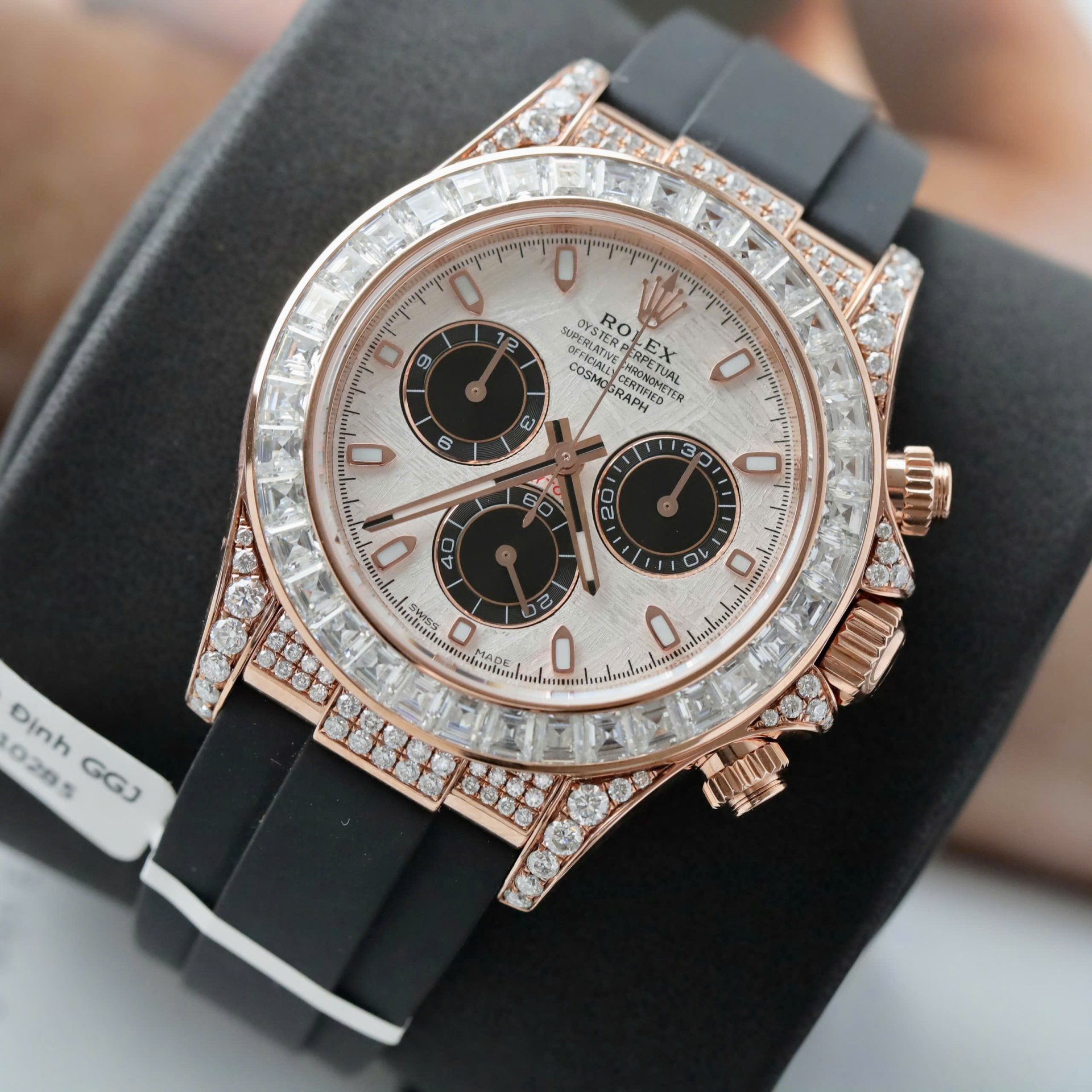Rolex Daytona Best Clone Watches 18K Gold Wrapped + Diamonds Moissanite Baguette 40mm - Top club