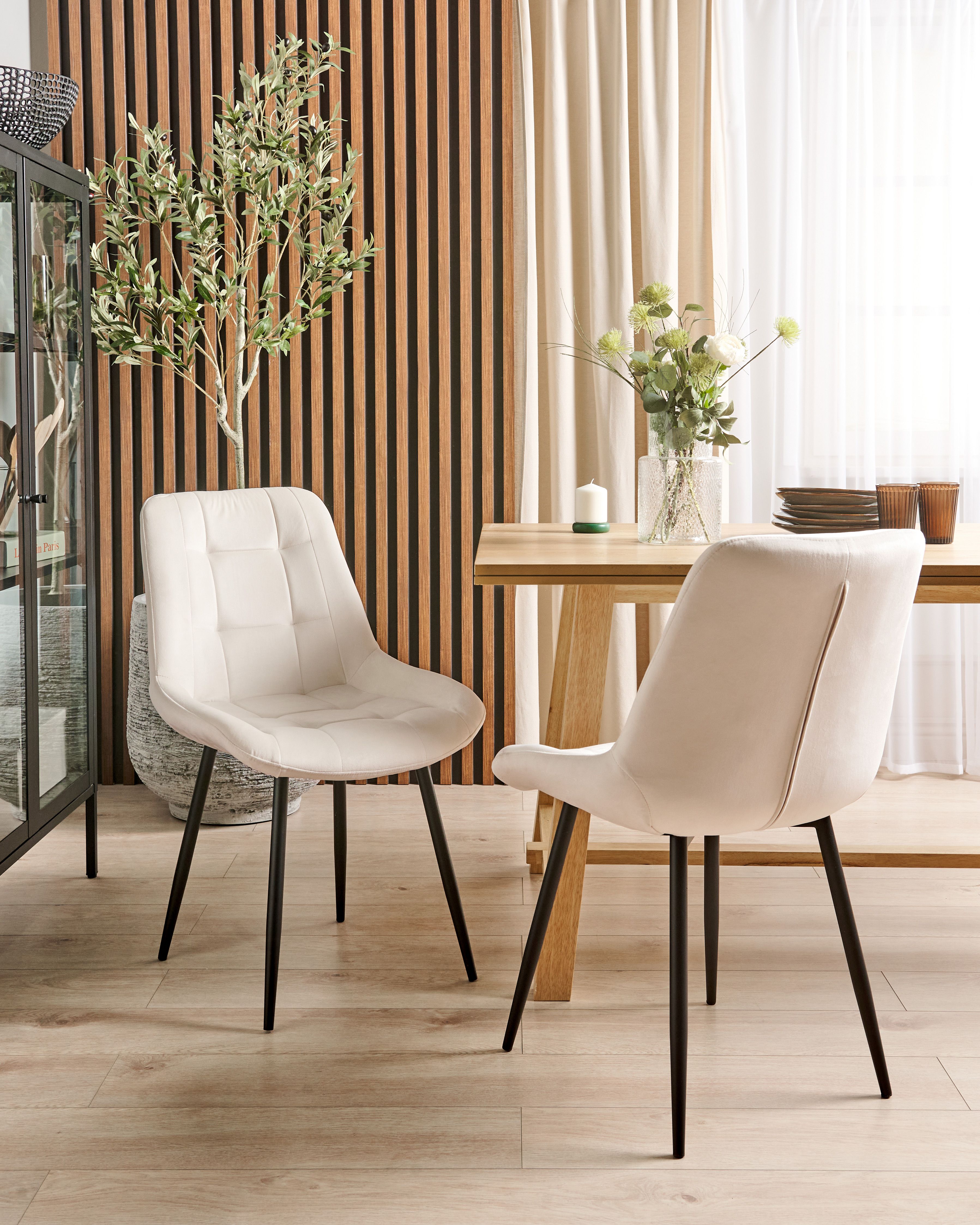 Set of 2 Dining Chairs MELROSE Velvet Off-White
