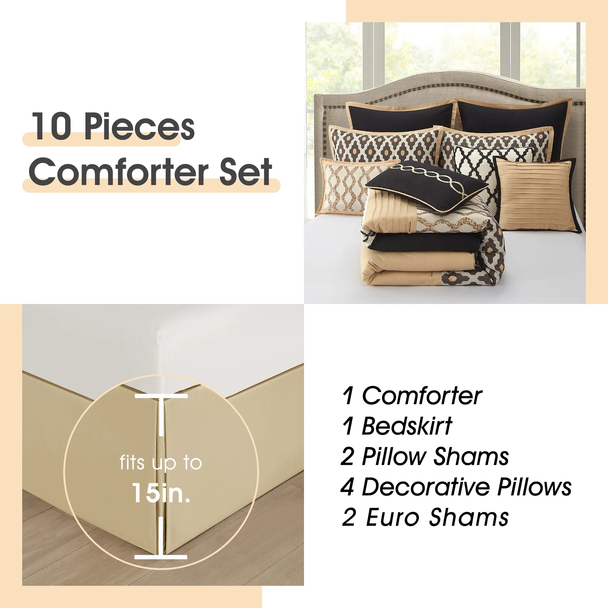 LANCO MODERN LIFESTYLE King Size Comforter Set, Burgundy, 10 Piece Bed in a Bag for All Seasons, Luxury Extreme Comfort Bedding Sets with Bedskirt, Pillow Shams, Euro Shams and Decor Pillows - Image 21
