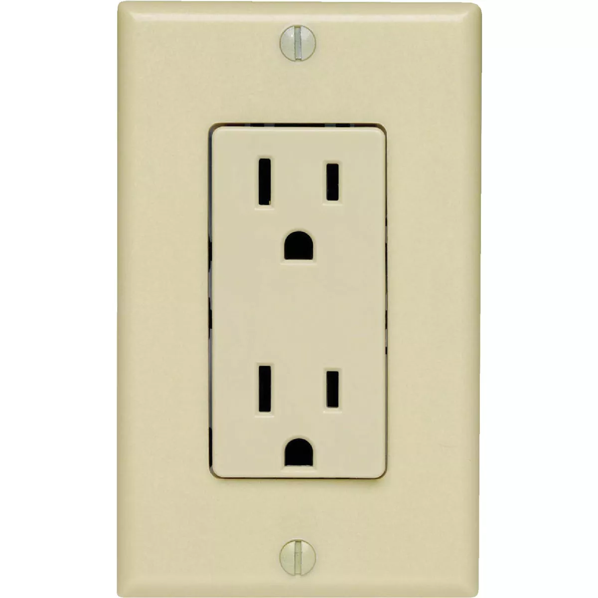 Leviton Decora 15A Ivory Residential Grade 5-15R Duplex Outlet with Wall Plate