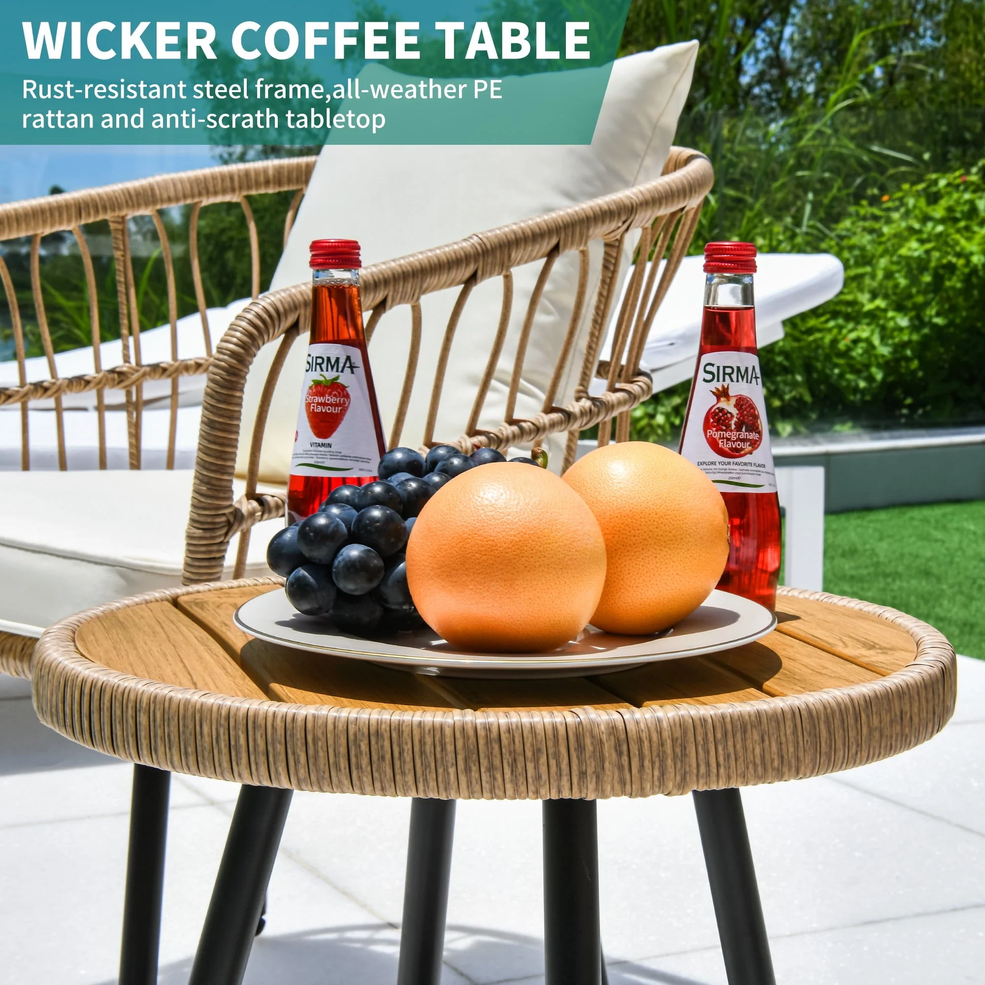 DEXTRUS 3-Piece Outdoor Patio Furniture Wicker Bistro Set with Soft Cushions - Image 8