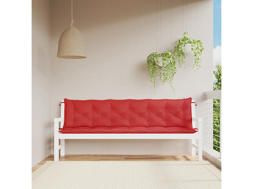 Coussins de banc jardin lot de 2 rouge 200x50x7 cm tissu Oxford