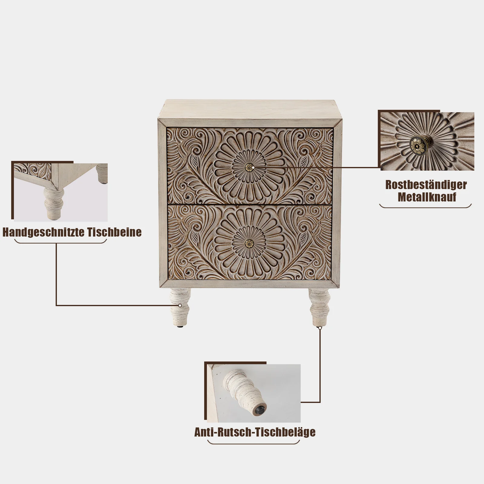 FOROUTIA Wooden Nightstand with 2 Drawers,Vintage MDF Bedside Tables with Storage - Image 9