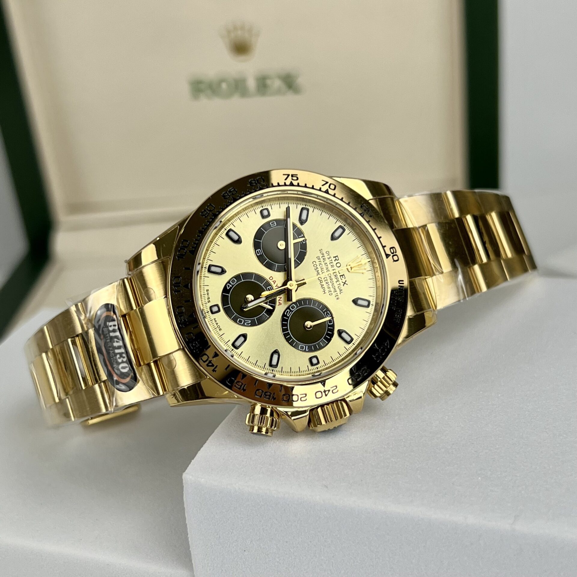 Rolex Replica 1:1 Watch Cosmograph Daytona 116508 Yellow Gold Plated BT Factory 40mm - Elite Watch Atelier