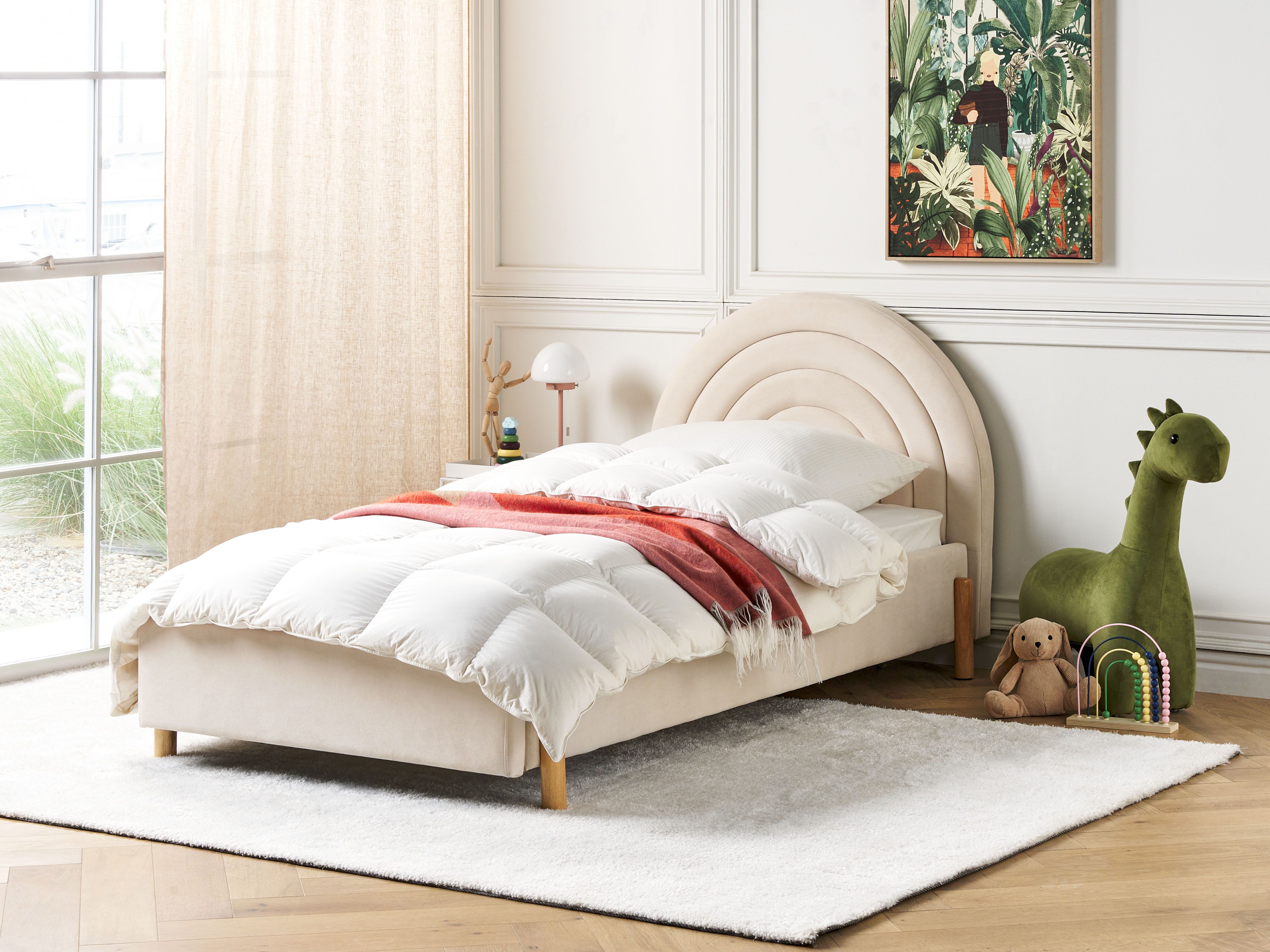 Kids Bed Velvet ANET 90 x 200 cm (EU Single) Beige