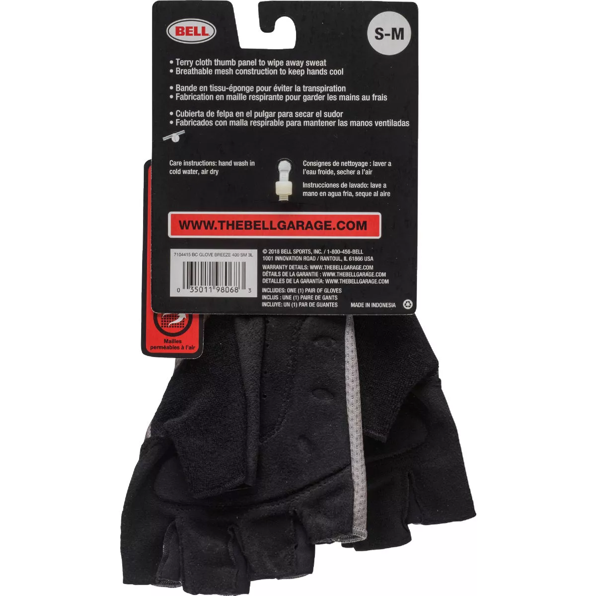 Bell Breeze 400 Black Suede Cycling Gloves, L/XL