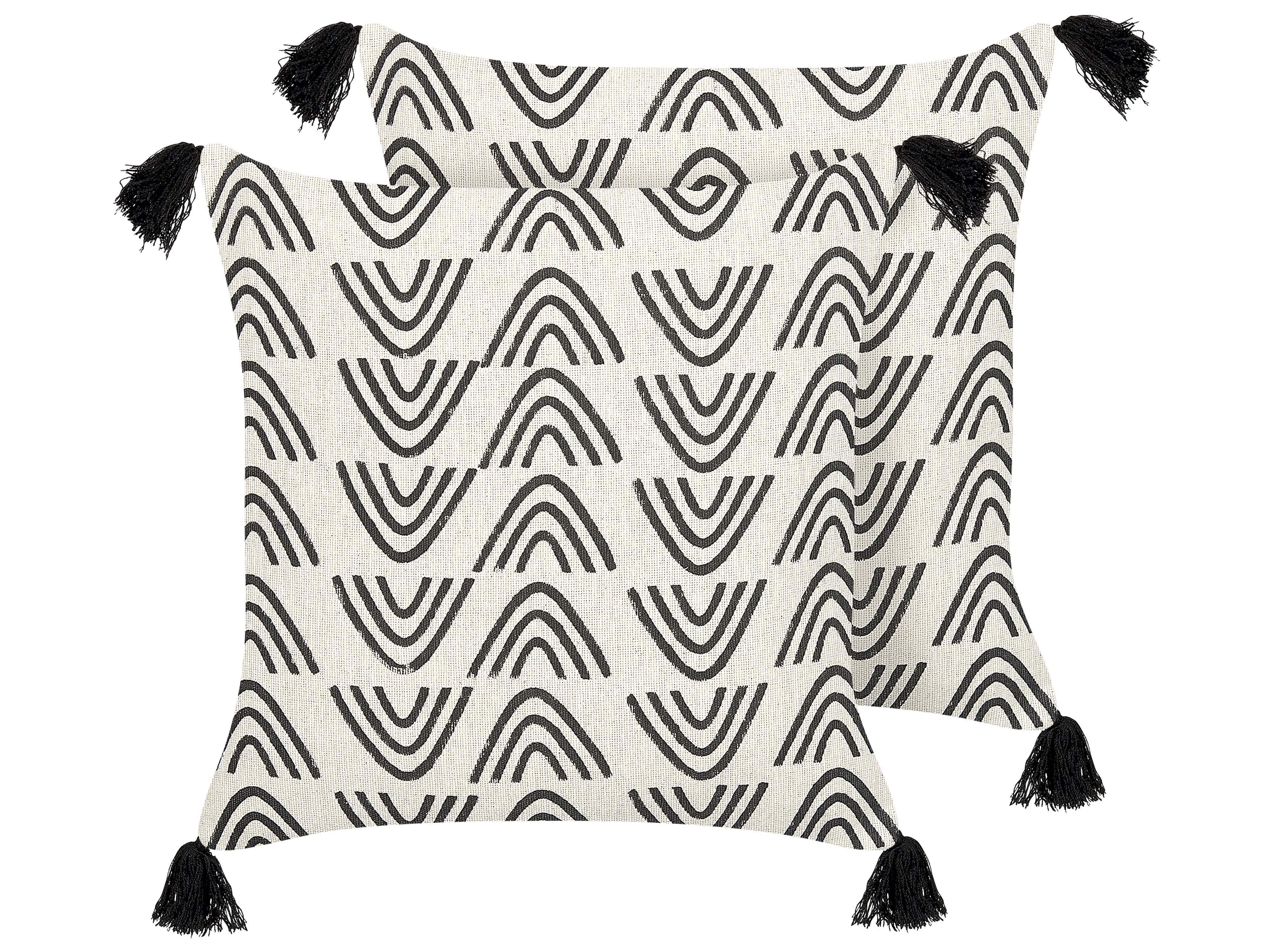 Set of 2 Decorative Cushions MAYS Cotton 45 x 45 cm White Geometric Pattern