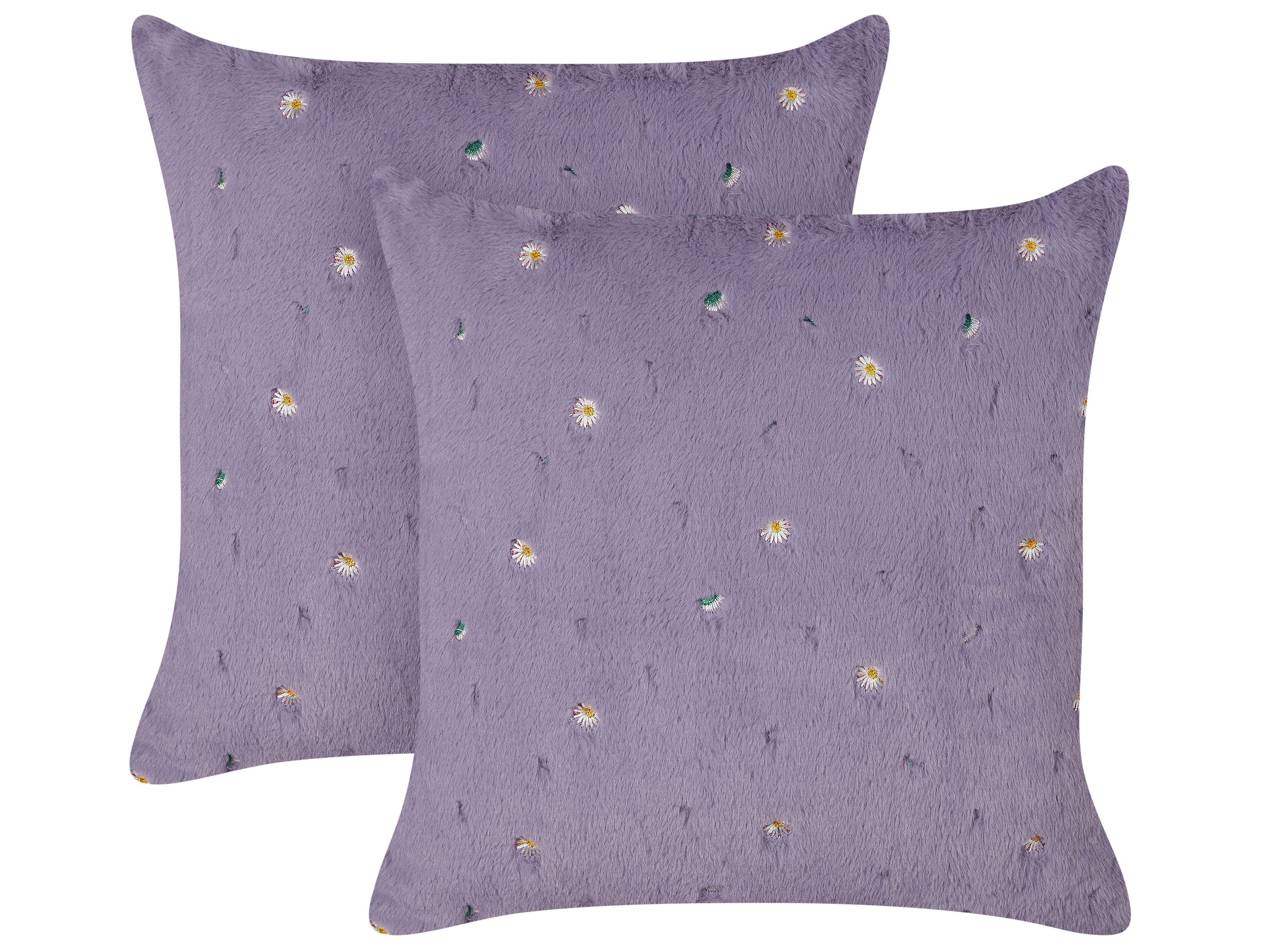 Set of 2 Decorative Cushions LAVATERA 45 x 45 cm Violet Floral Pattern