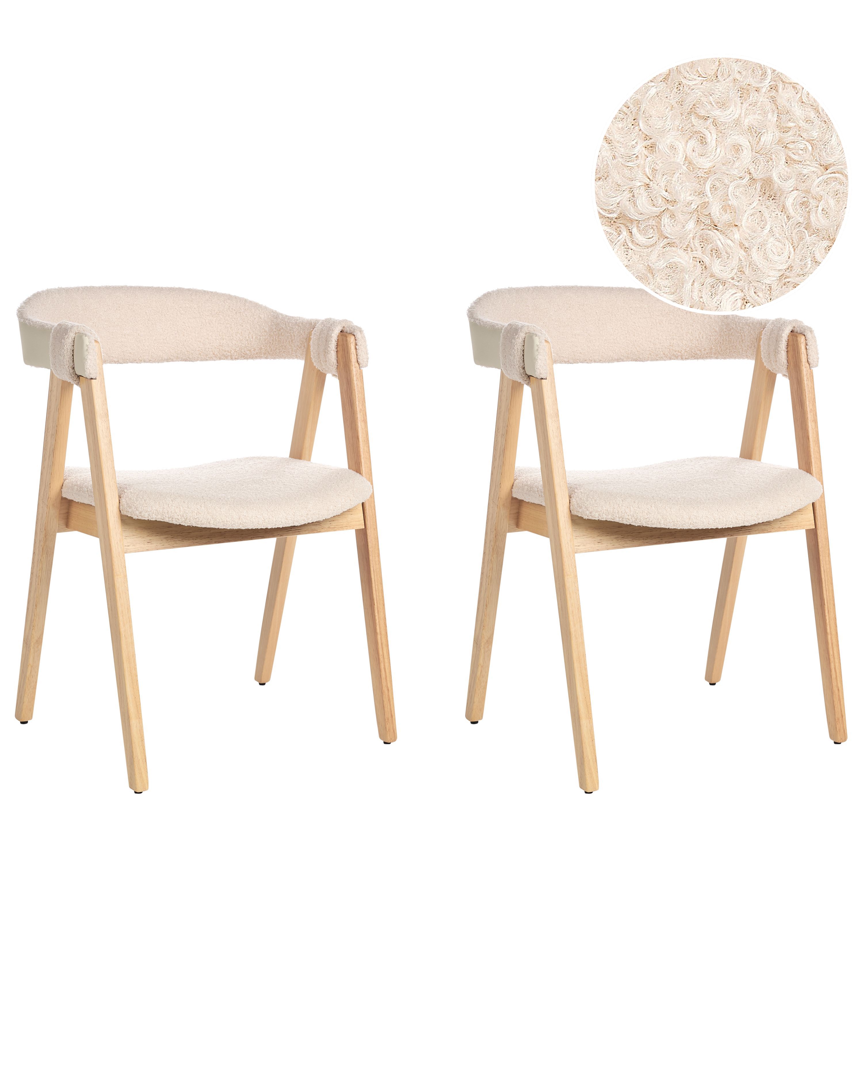 Set of 2 Dining Chairs DAY Boucle Light Brown/ Beige
