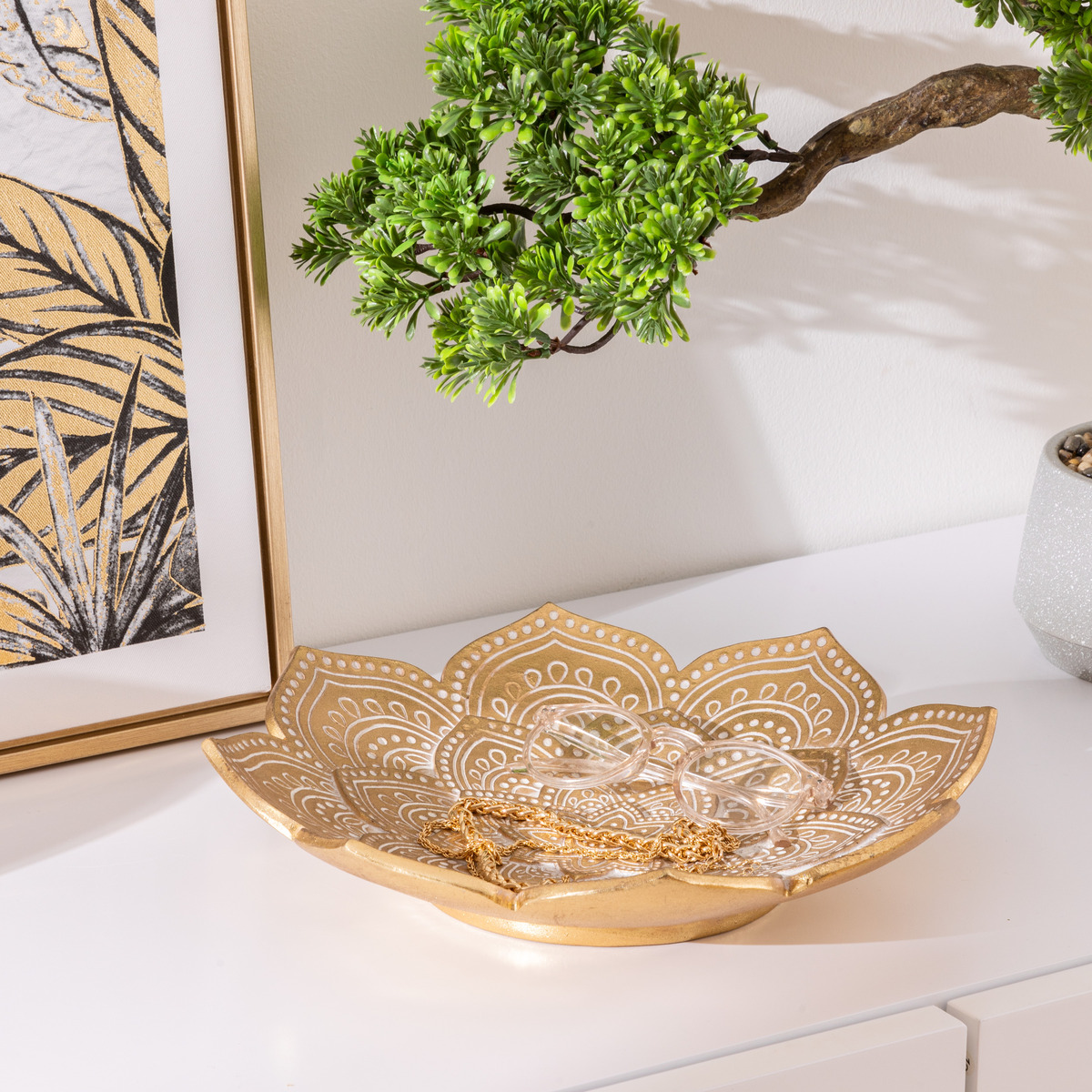 Bowl "Oasis" Resin, Golden, D.29.5 cm