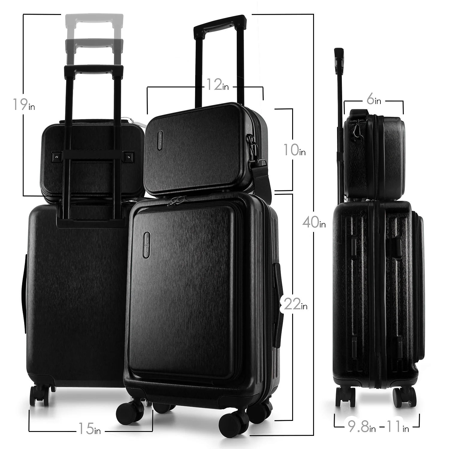 Virtu 4 Piece Hardshell Exapandable Luggage Set, Spinner Luggage Suitcase Set, Navy Blue - Image 13