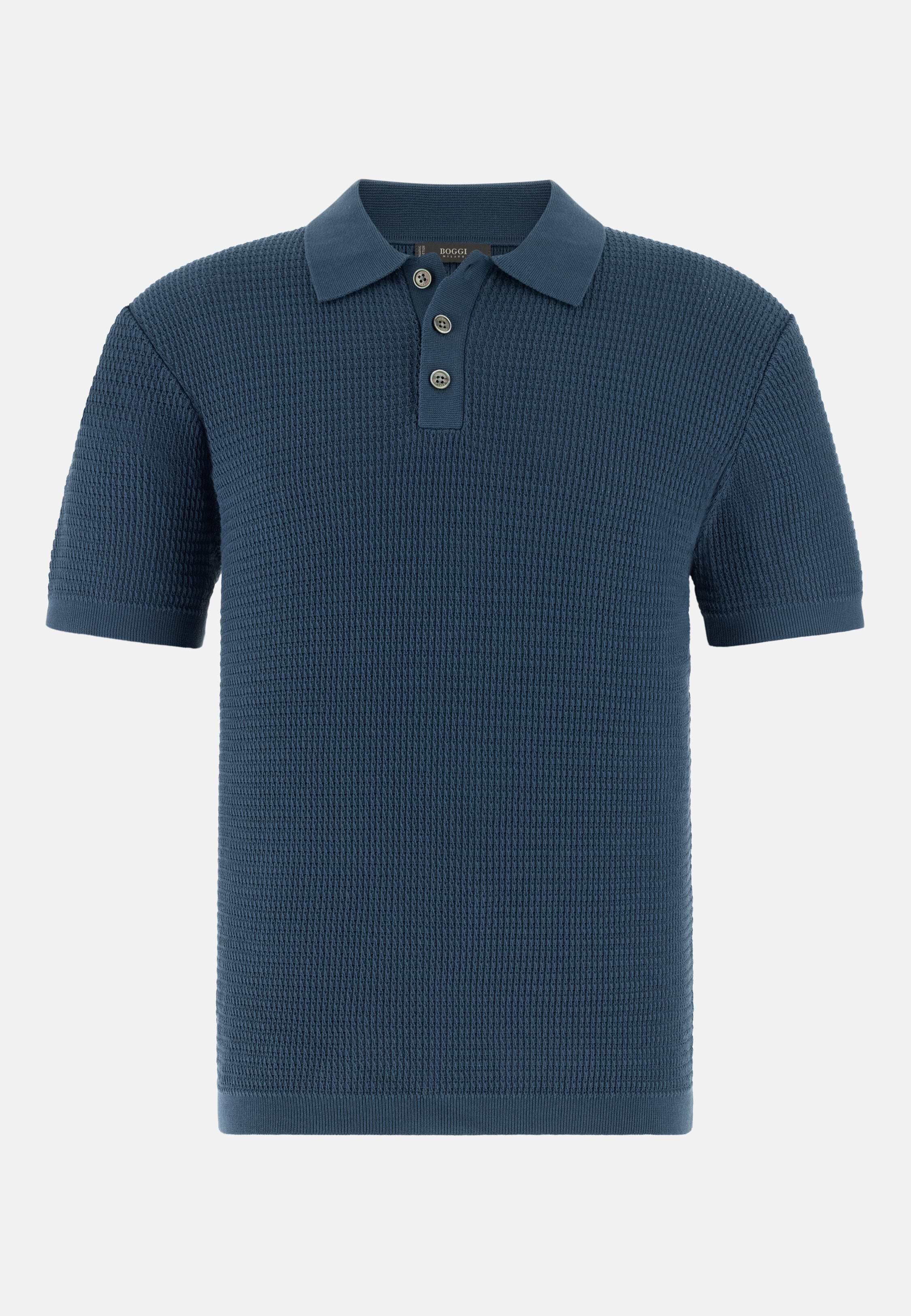 BOGGI Knitted Polo Shirt in 100% Organic Cotton
