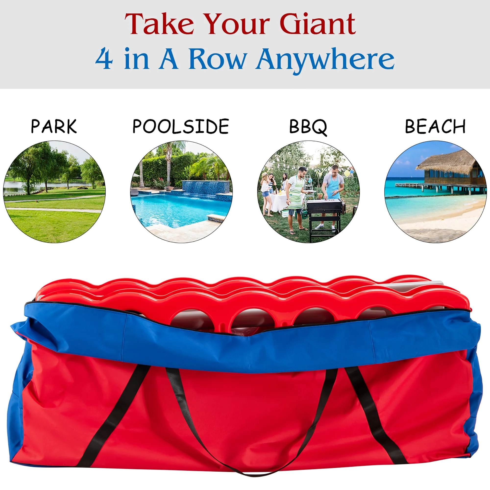 Costway Giant 4 in A Row Jumbo 4-to-Score Game Set W/Storage Carrying Bag for Kids Adult - Image 32