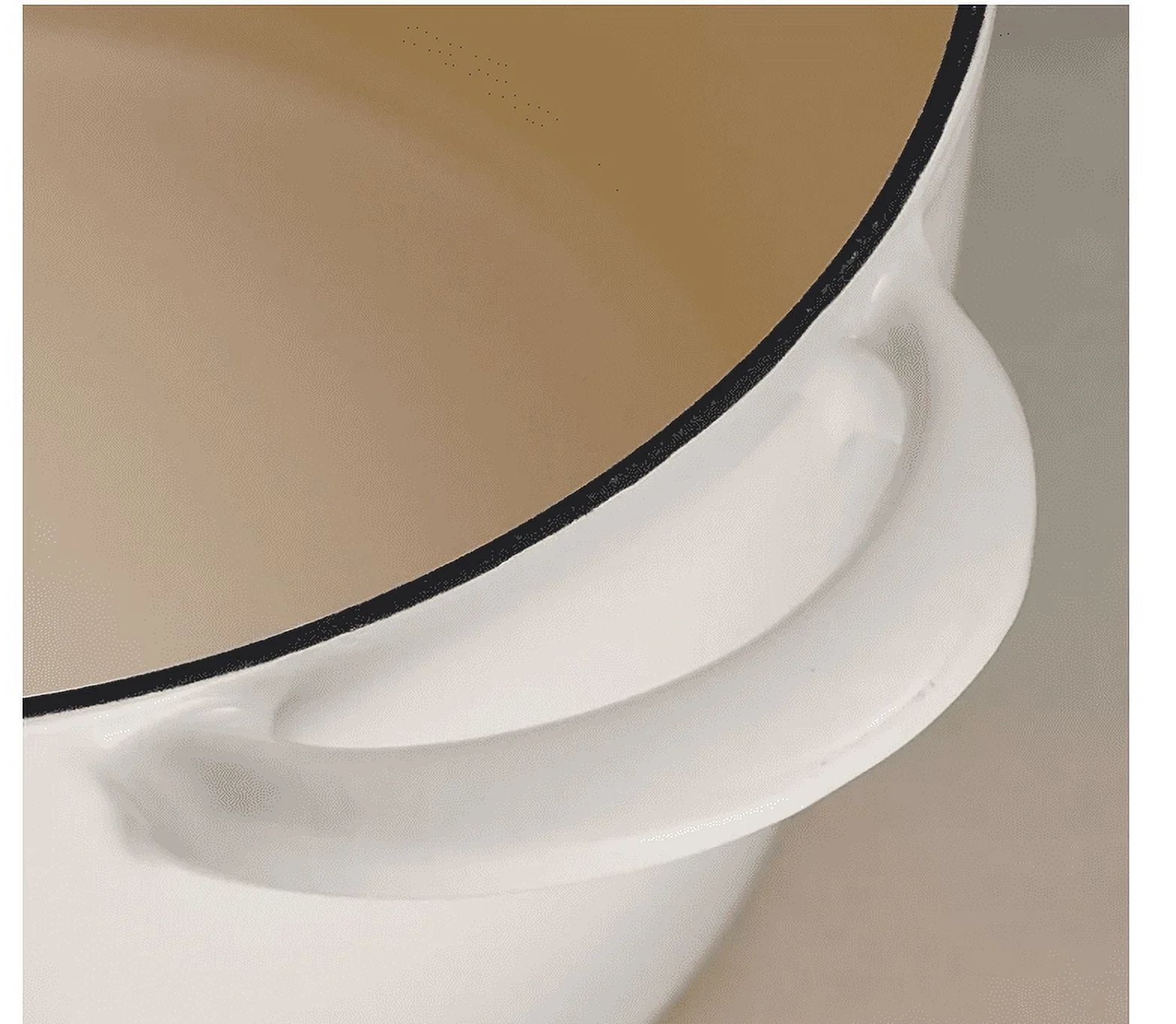 Tramontina 7 Quart Enameled Cast Iron Round Dutch Oven, Latte/Gold Knob