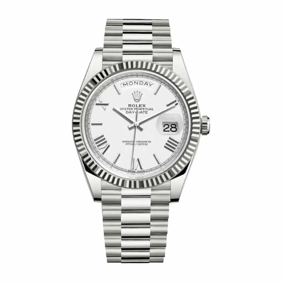 Rolex Day-Date 40 228239 EW Stainless Steel White Gold Dial Oyster Replica - Top club
