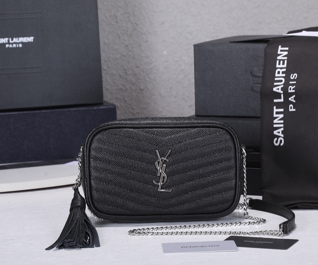 Replica Ysl Lou Mini Bag Black/Silver Hardware1:1High-quality replica