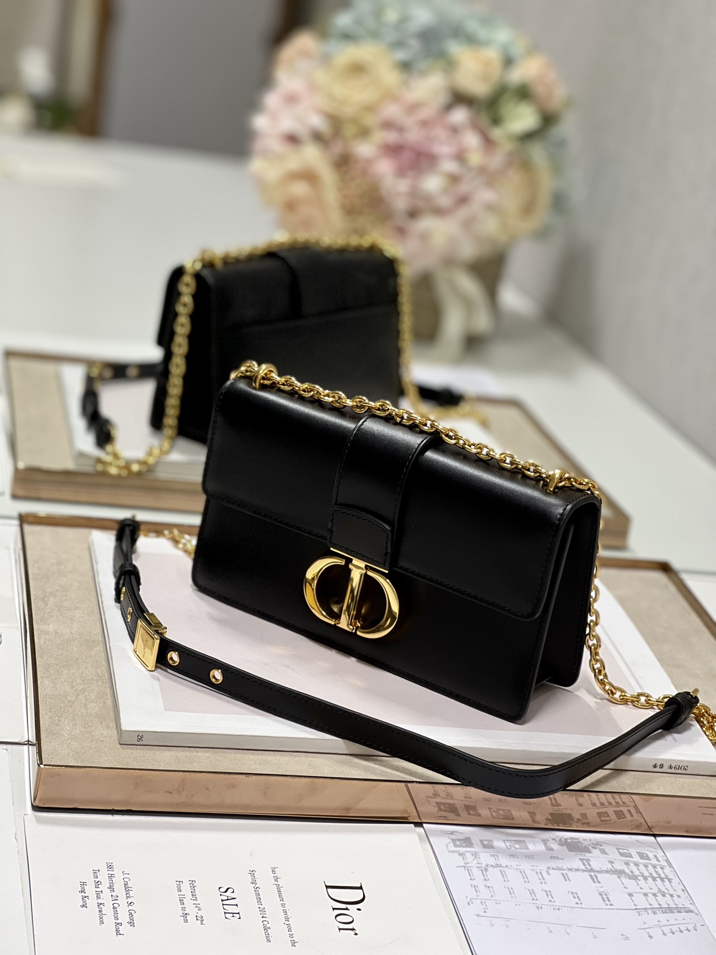 Dior Christian Dior 30 Montaigne East West Bag With Chain Black For Women 8.5in/21.5cm1:1High-quality replica