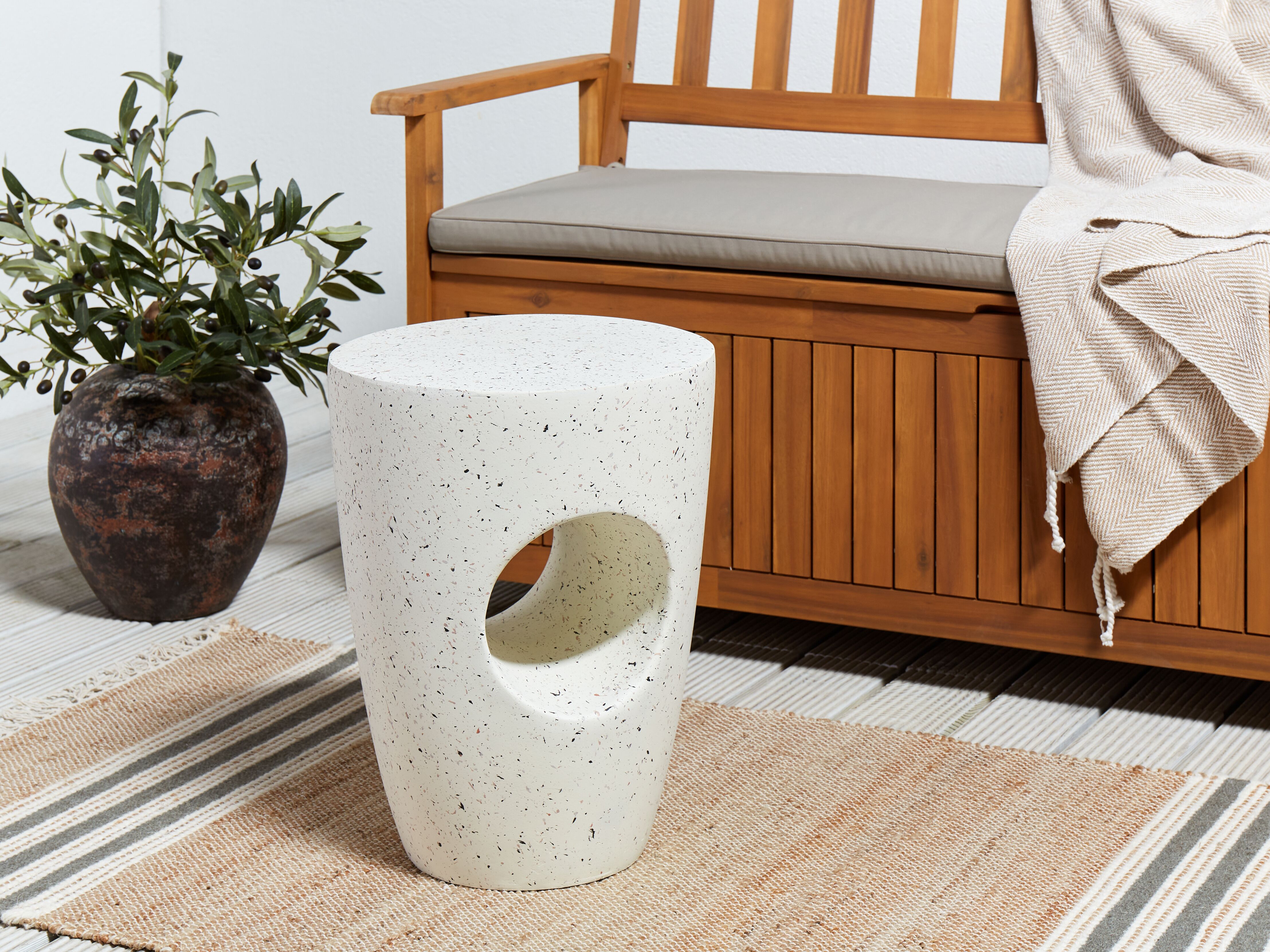 Side Table EDOLO 37 cm 37 cm Terrazzo Effect White Terrazzo