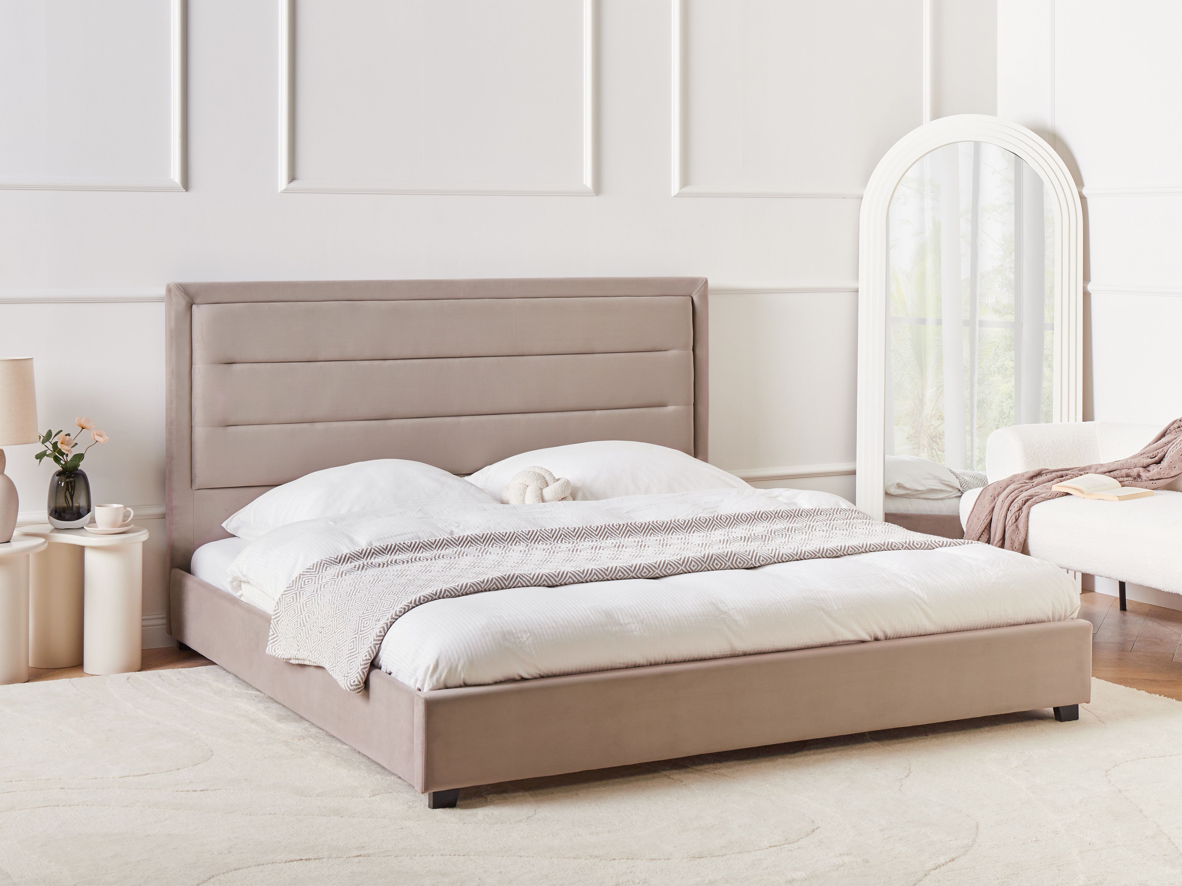 Waterbed Velvet ROUEN 180 x 200 cm (EU Super King) Taupe