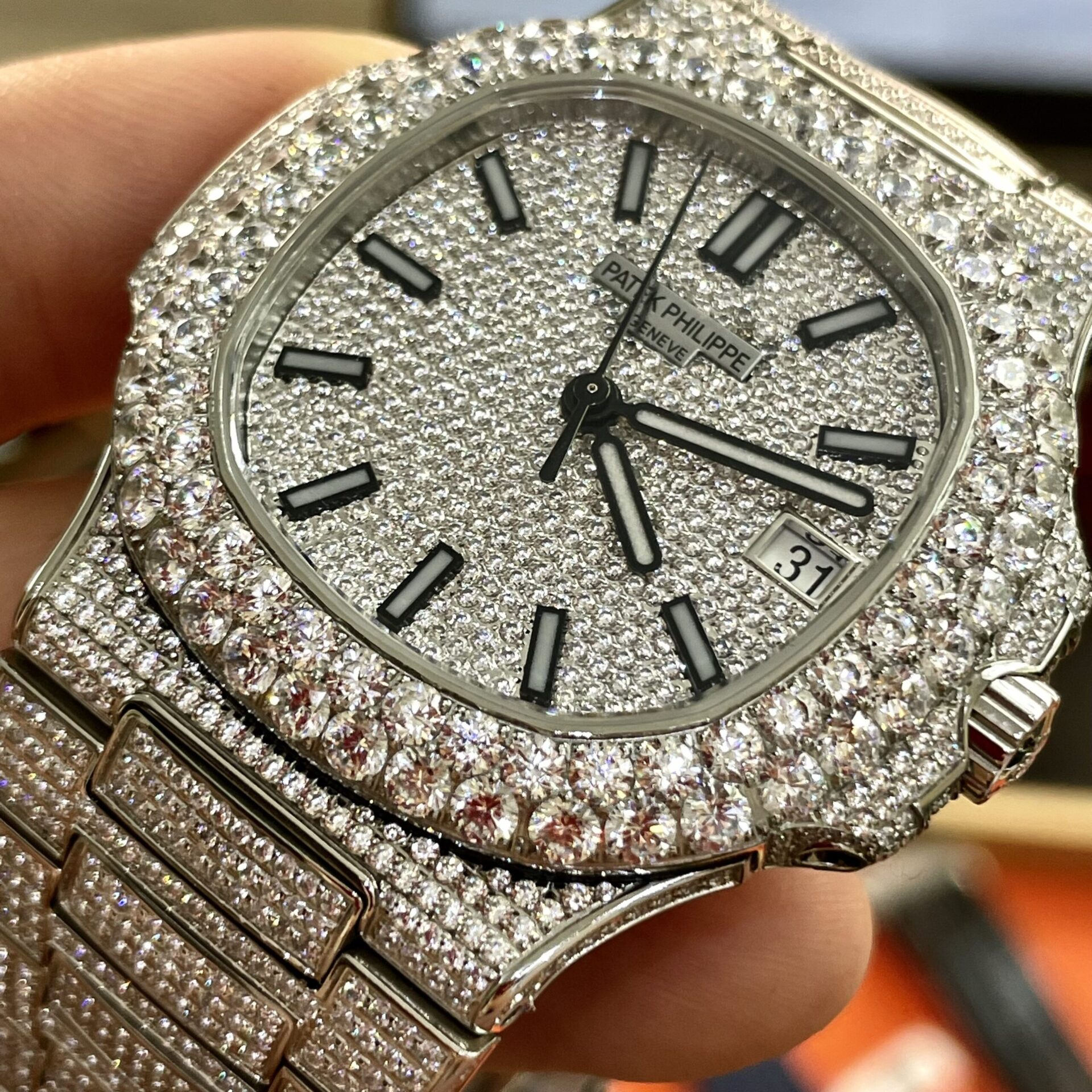 Patek Philippe Replica Watches Nautilus 5719 Full Diamonds PPF 40mm - Top club
