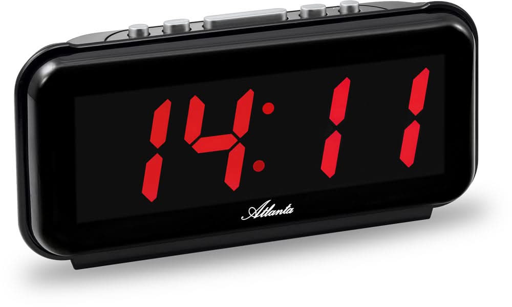 Mains Alarm Clock schwarz - rot - Atlanta Modell: 2608/1
