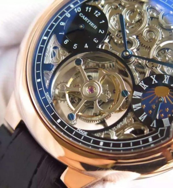 Replica Cartier Ballon Bleu Skeleton Tourbillon RG Black Dial - Top club