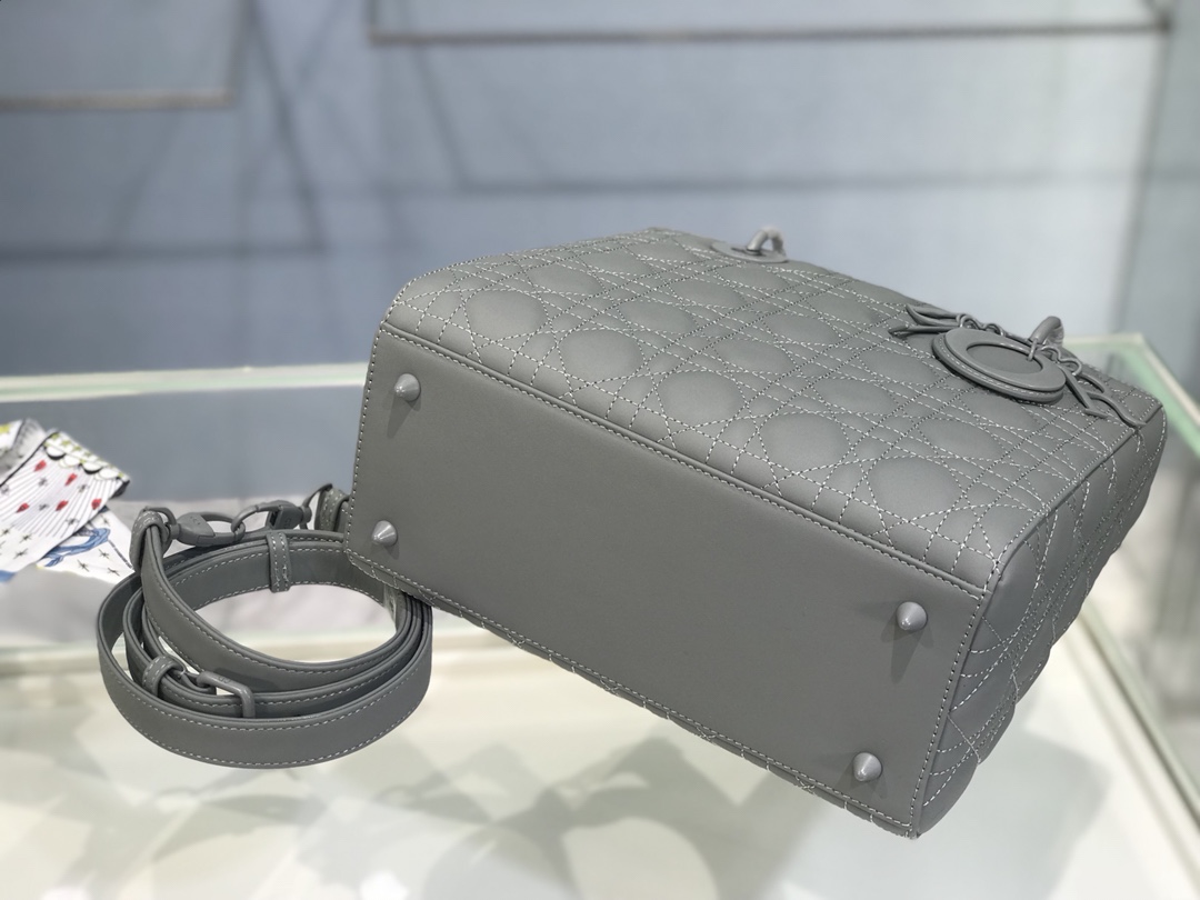 Christian Dior Medium Lady Dior Bag Grey For Women 9.5in/24cm1:1High-quality replica