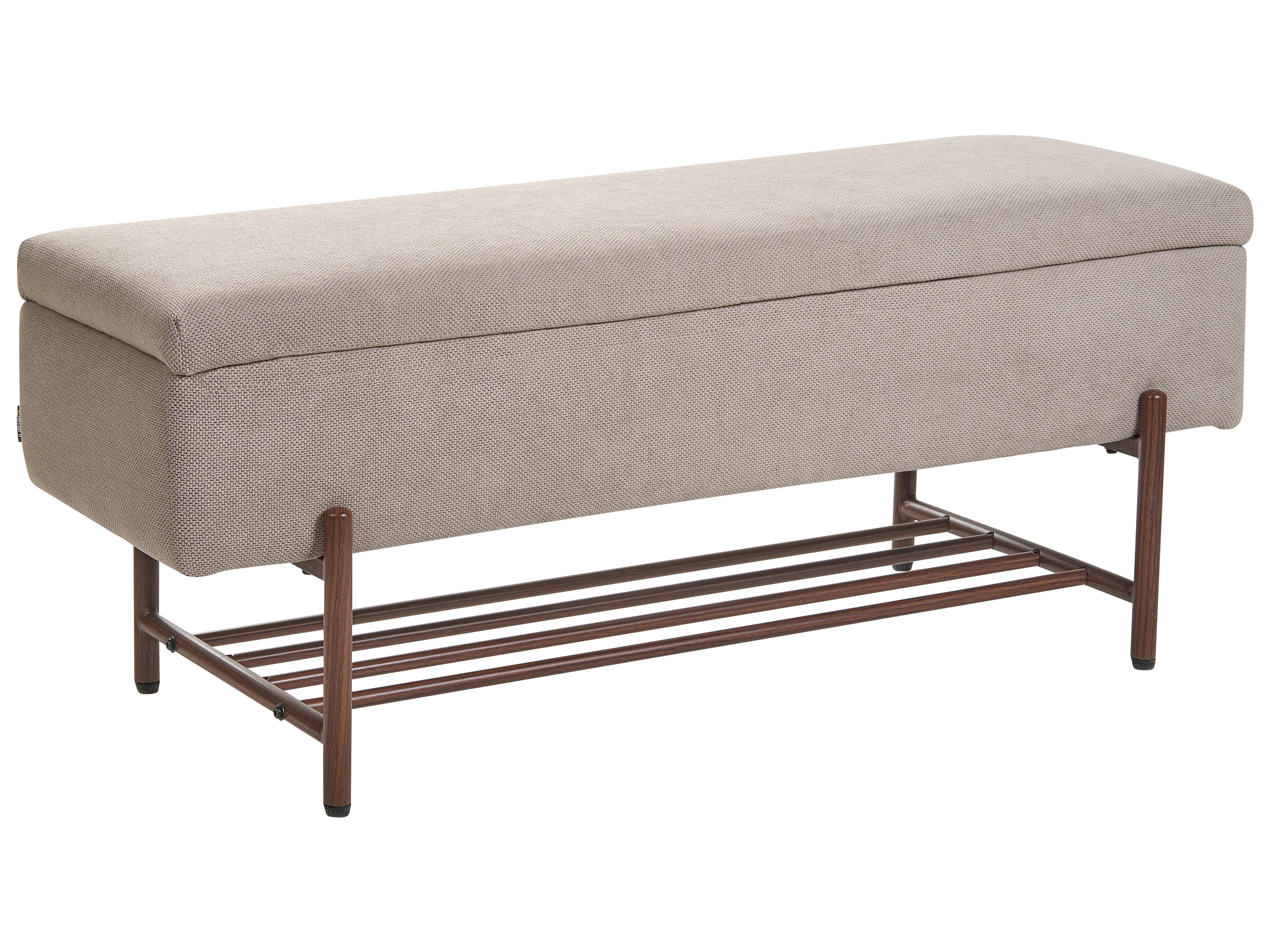 Shoe Bench VAIL Fabric 115 cm 40 cm with Storage Taupe