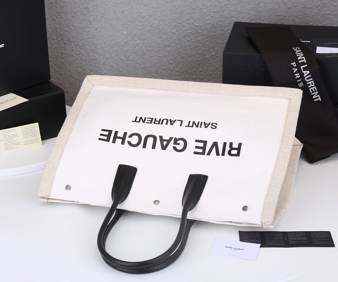 Replica Ysl Rive Gauche Tote Bag In Linen And Leather1:1High-quality replica