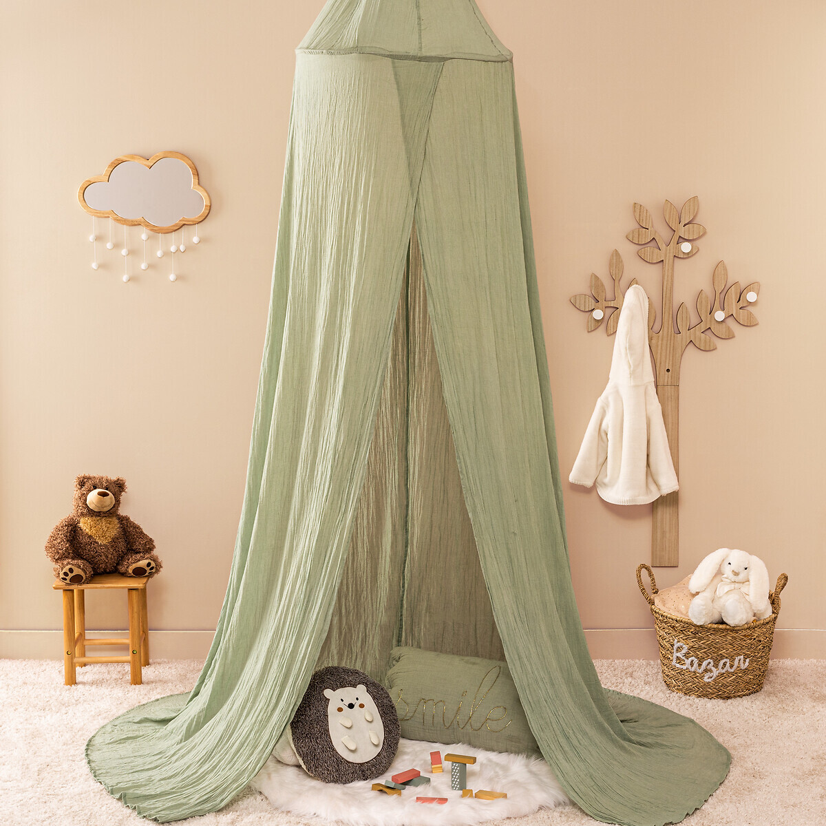Bed canopy "Lili" Cotton gauze, white, h.350 cm