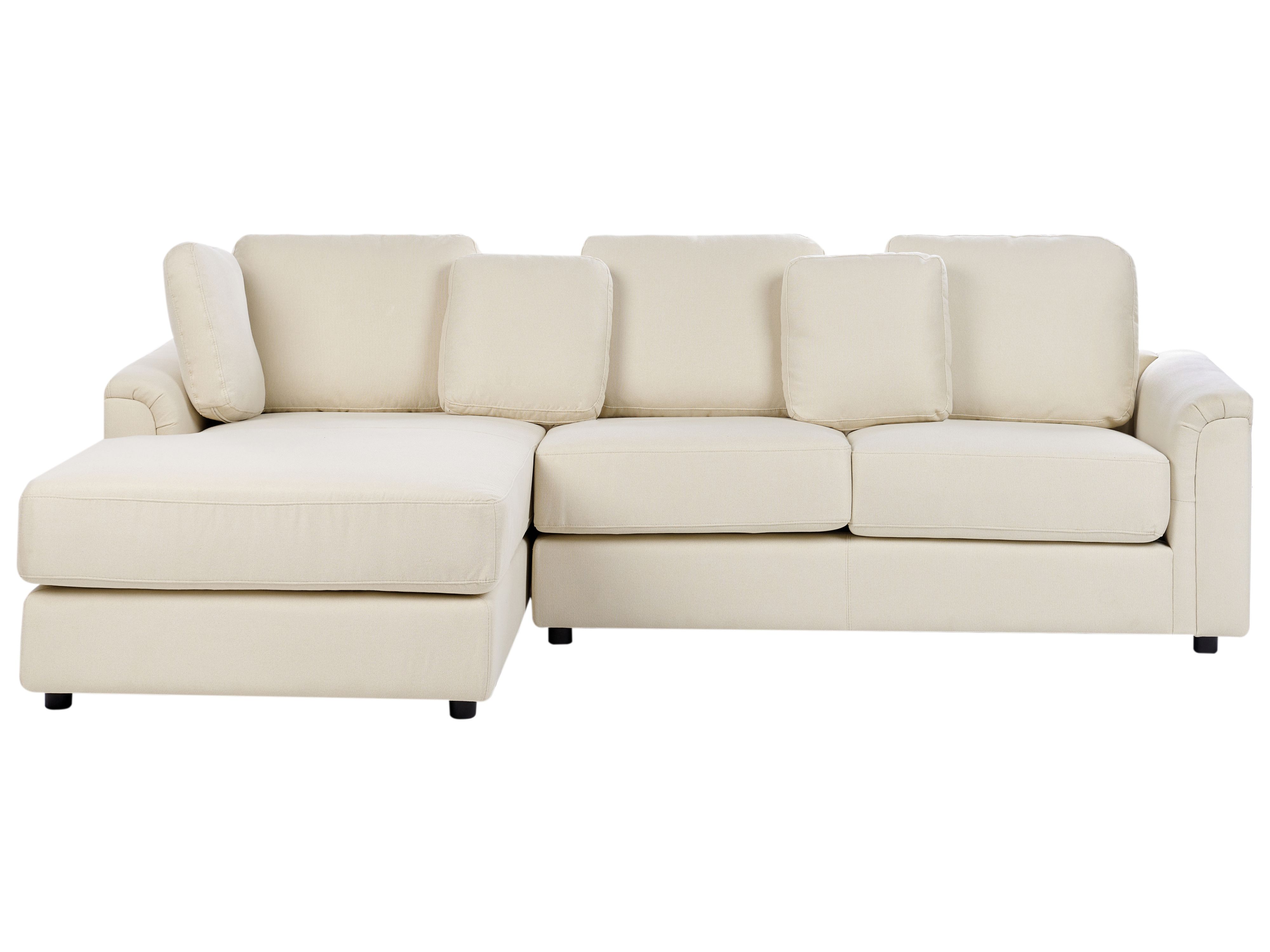 Corner Sofa 4 Seater KOHLO Fabric Light Beige Right Hand