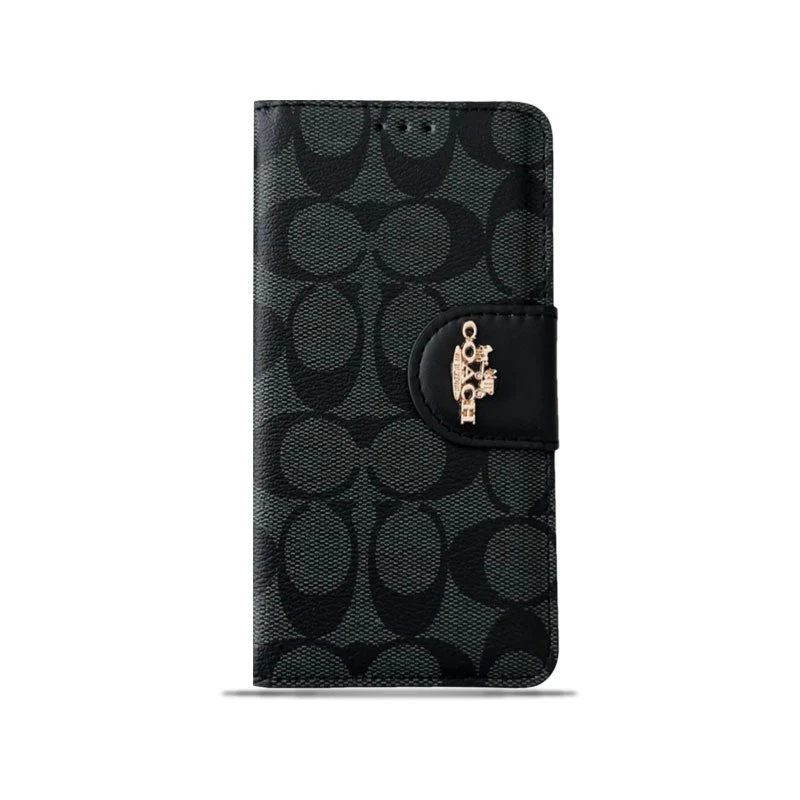 Coach iPhone Case  Leather Flip Case with Card Holder Black-PTK241622 - Wholesale & Influencer