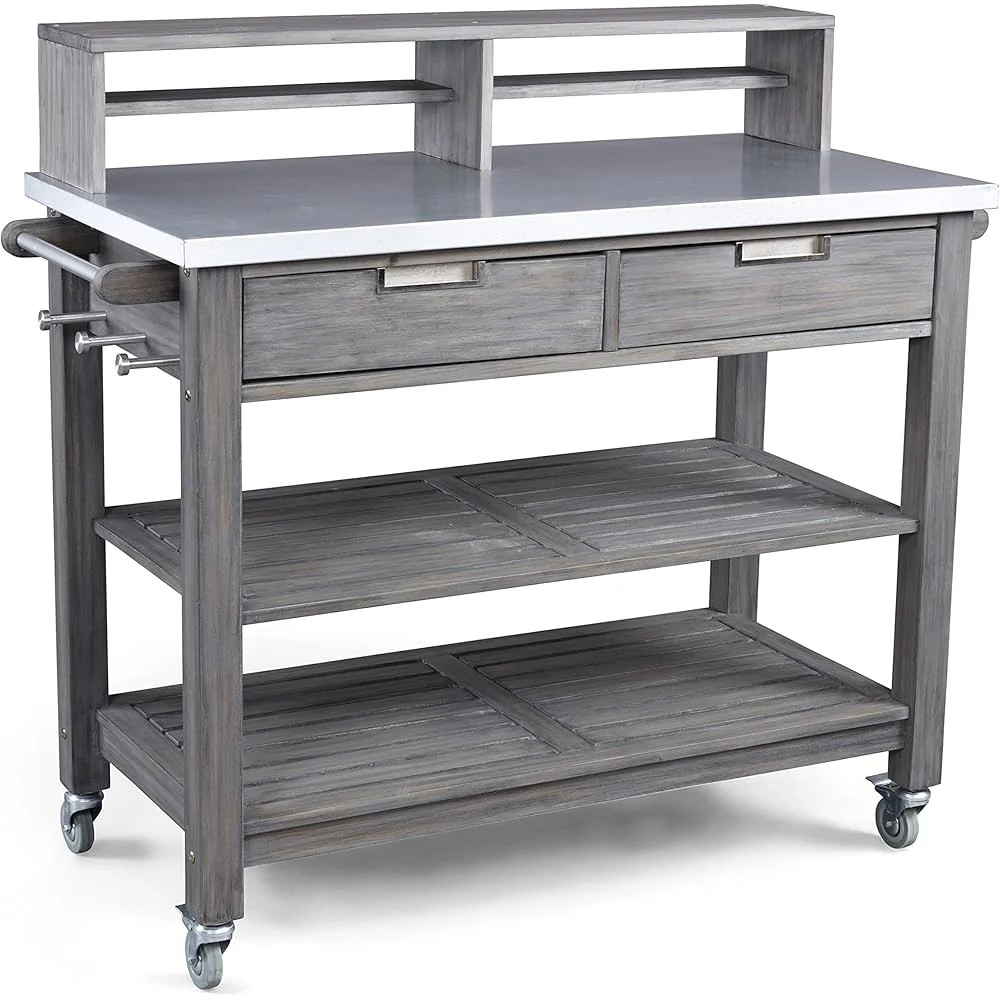 Maho Solid Teak Outdoor Potting Bench - Gray Maho Solid Teak Outdoor Potting Bench - Gray