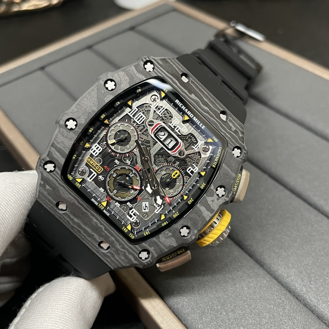 Best Richard Mille RM 11-03 Replica Watch For Men �C Swiss Movement, Skeleton Dial, Carbon Fiber Case - Top club