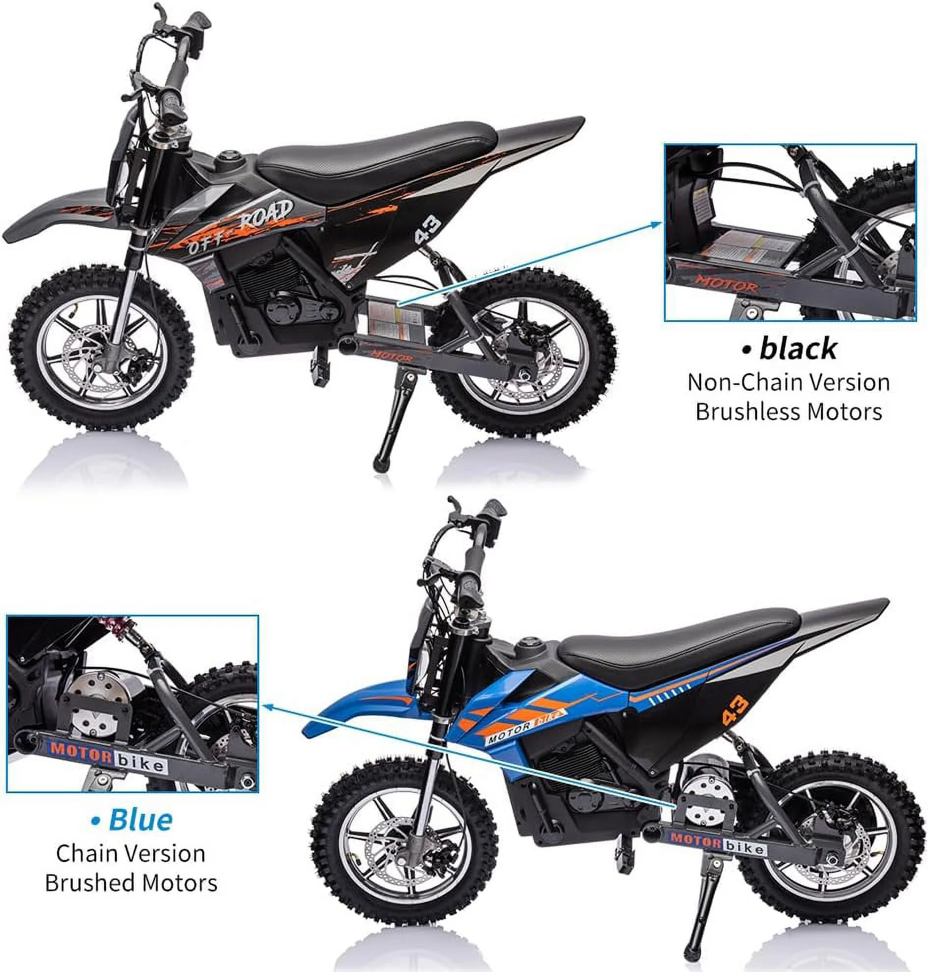 Nasitip Electric 350W Dirt Bike for Kids 8-16 year - Black - Image 7