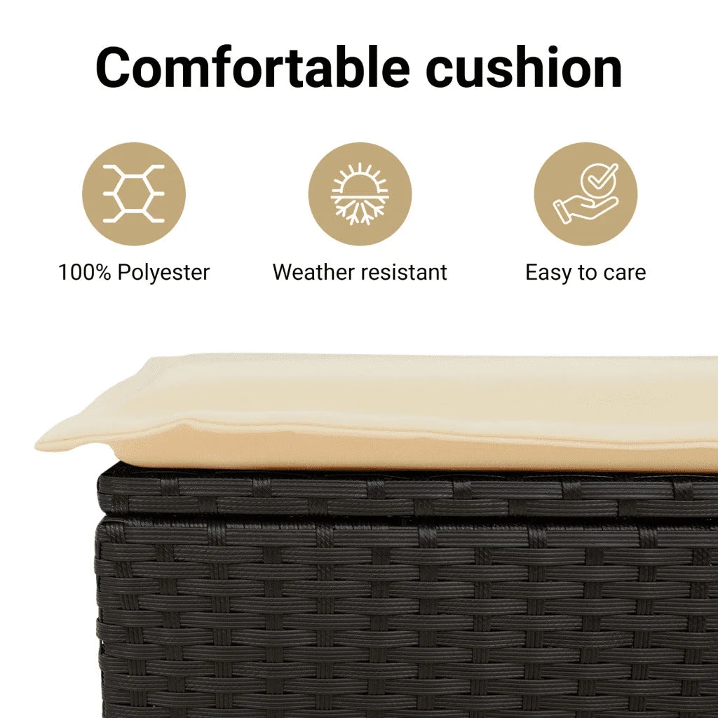 vidaXL Storage Bench with Cushion Outdoor Garden Seat Furniture Poly Rattan - Image 39