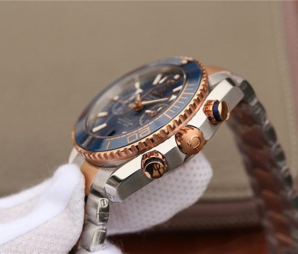 Replica Omega OMF Planet Ocean Master Chronometer SS/RG Blue Polished Bezel Blue Dial SS/RG Bracelet A9901 - Top club
