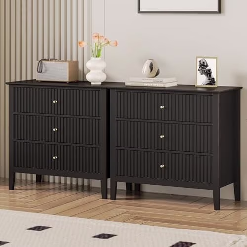 Heynemo Beige 6 Drawer Dresser, Fluted Modern Wood Chest - Image 27