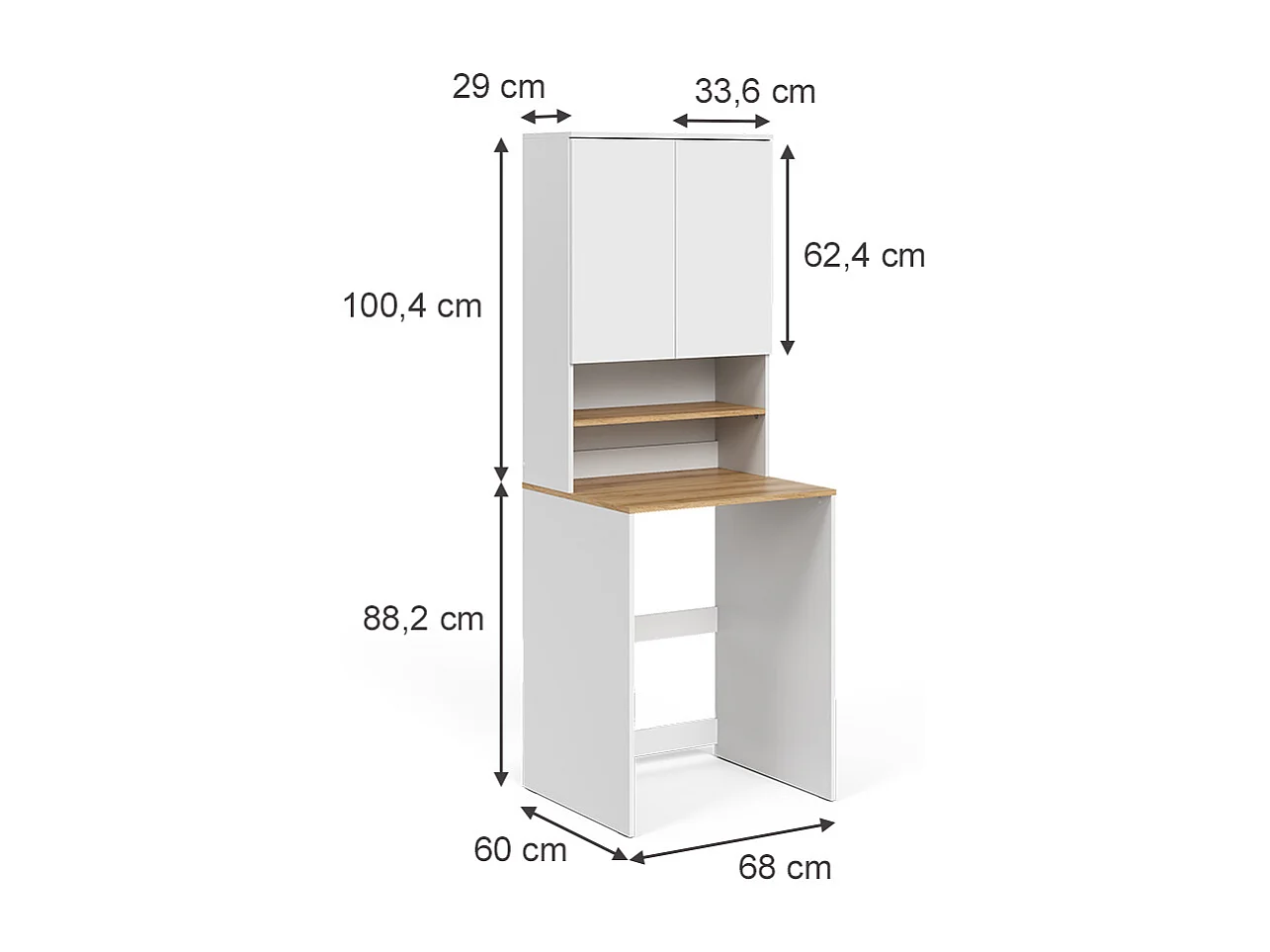 Armoire machine à laver blanc/artisan 68x60x88.2 viktor