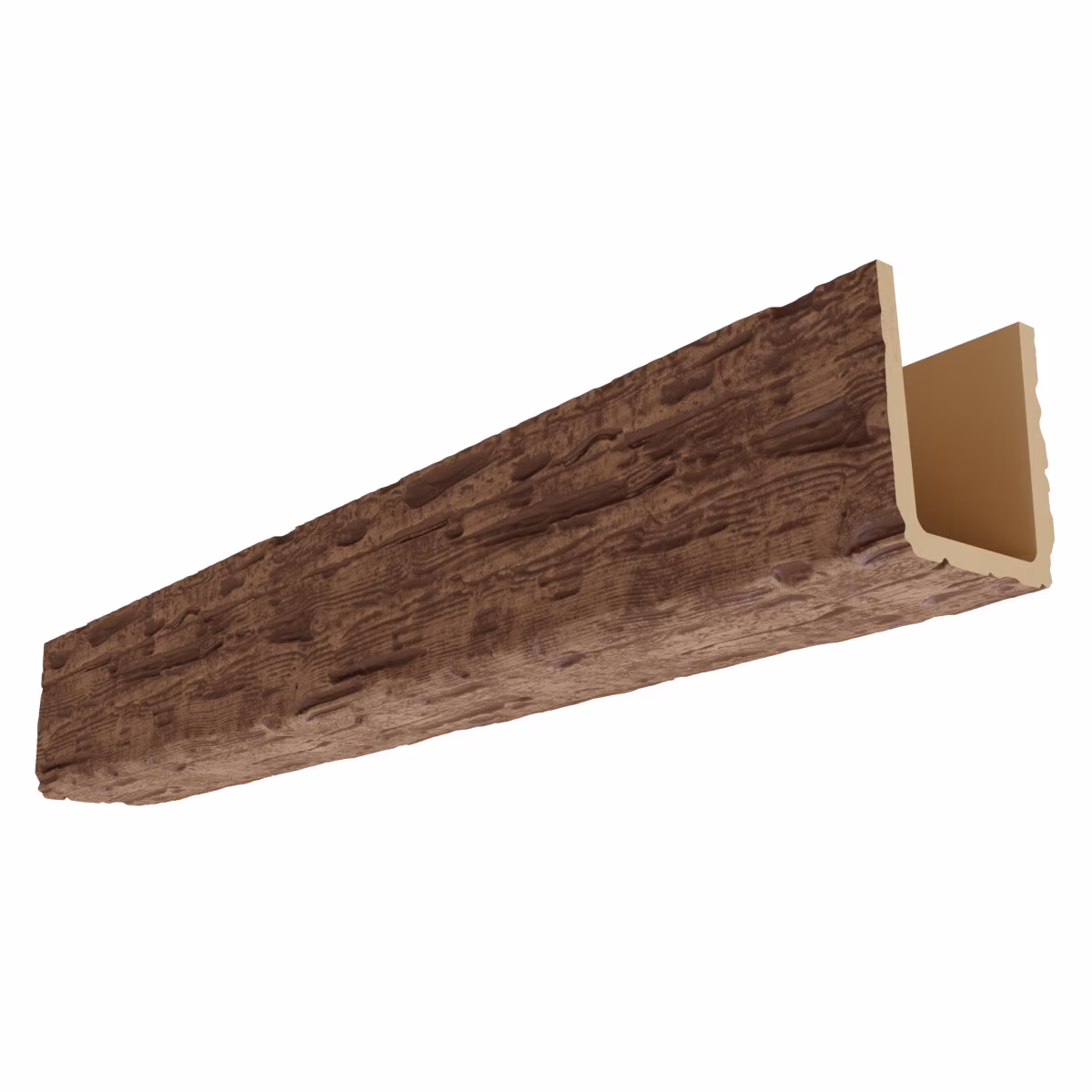 Ekena Millwork 3 1/2"W x 3 1/2"H x 120"L 3-Sided (U-Beam) Salvaged Timber HeritageTimber Faux Wood Ceiling Beam, Kona Brown - Image 24